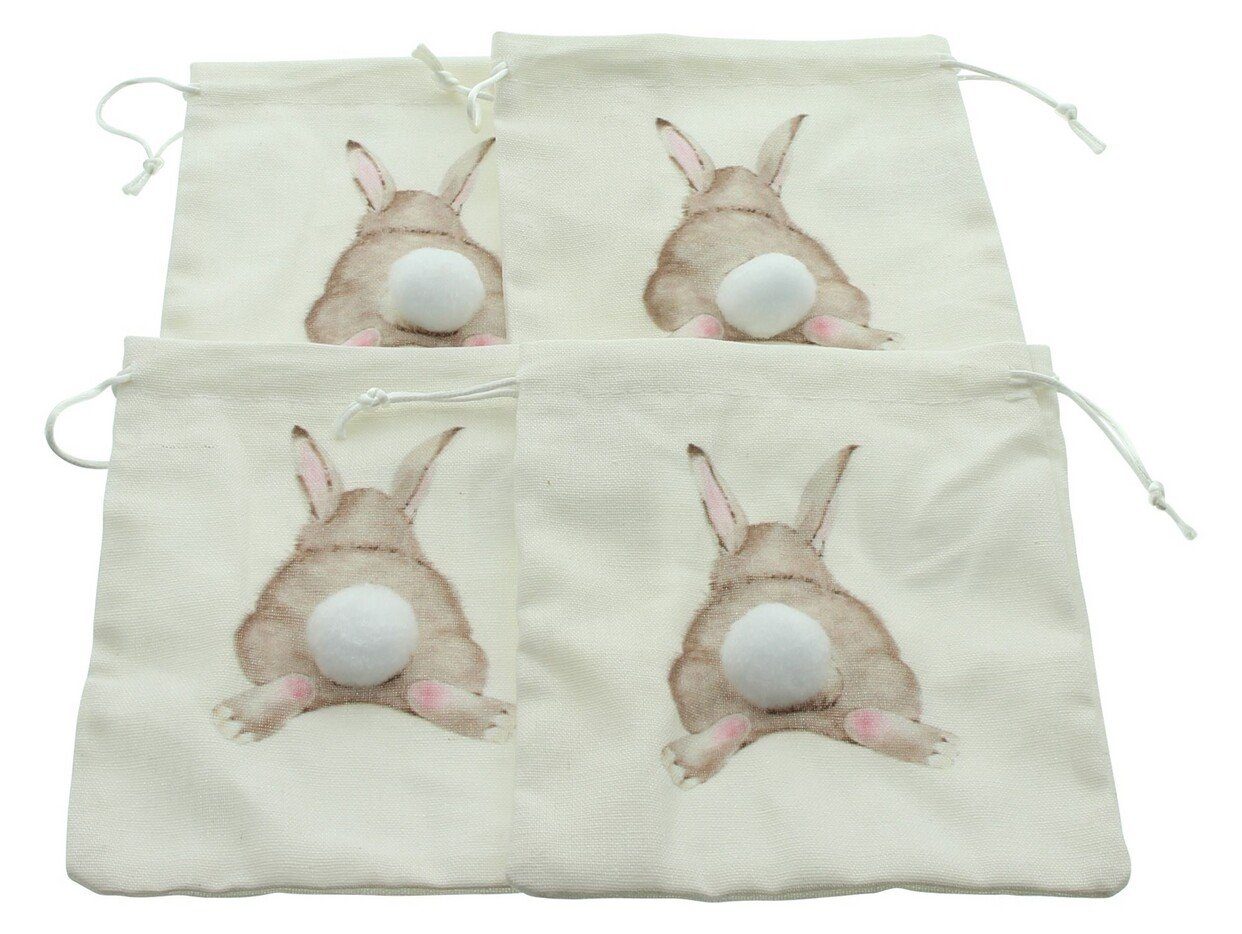 Home-trends24.de Osternest Geschenkbeutel Hase 4er Set Deko Figur Säckchen Ostern Verpackung