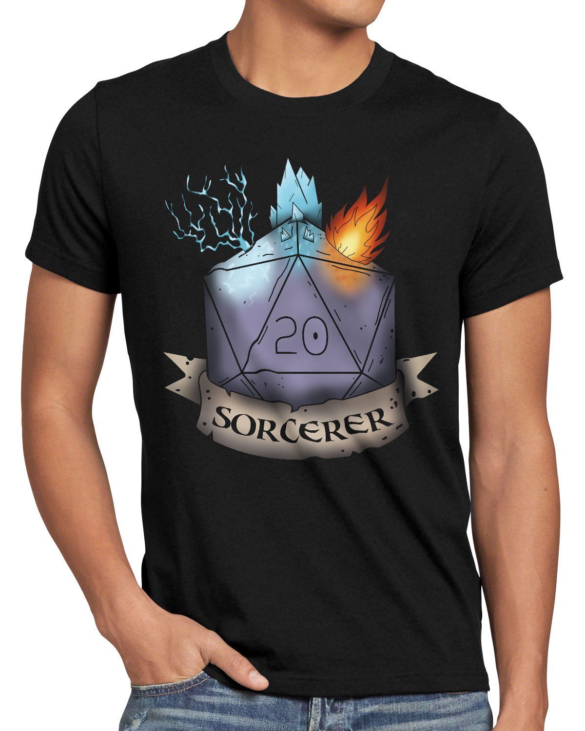 Print-Shirt tabletop Herren dungeon d20 Sourcerer dragons Würfel T-Shirt style3