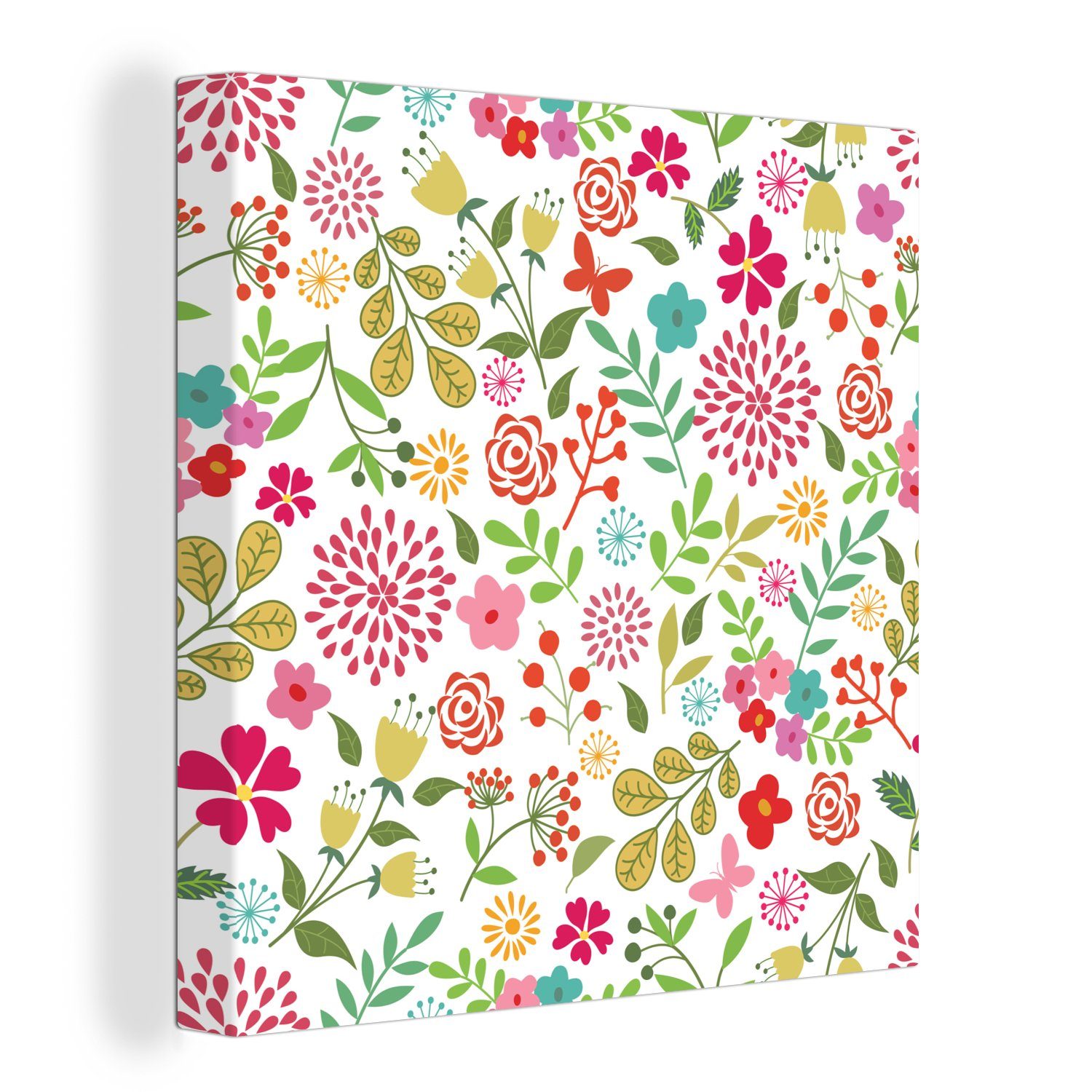 OneMillionCanvasses® Leinwandbild Blumen - Farben - Muster, (1 St), Leinwand Bilder für Wohnzimmer Schlafzimmer