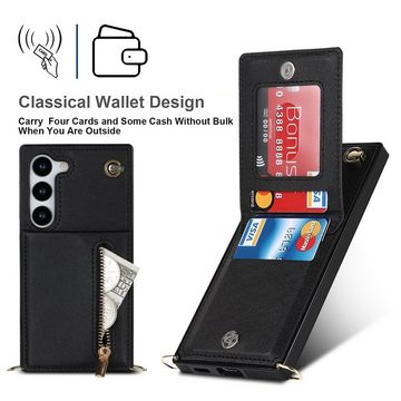 Wigento Handyhülle Für Samsung Galaxy S23 Multifunktion Handy Tasche Geldbörse Hülle Etuis Schwarz