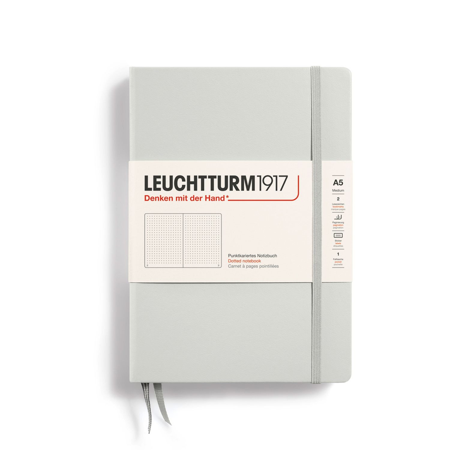 Notizbuch Medium A5 Hardcover Light Grey Dotted