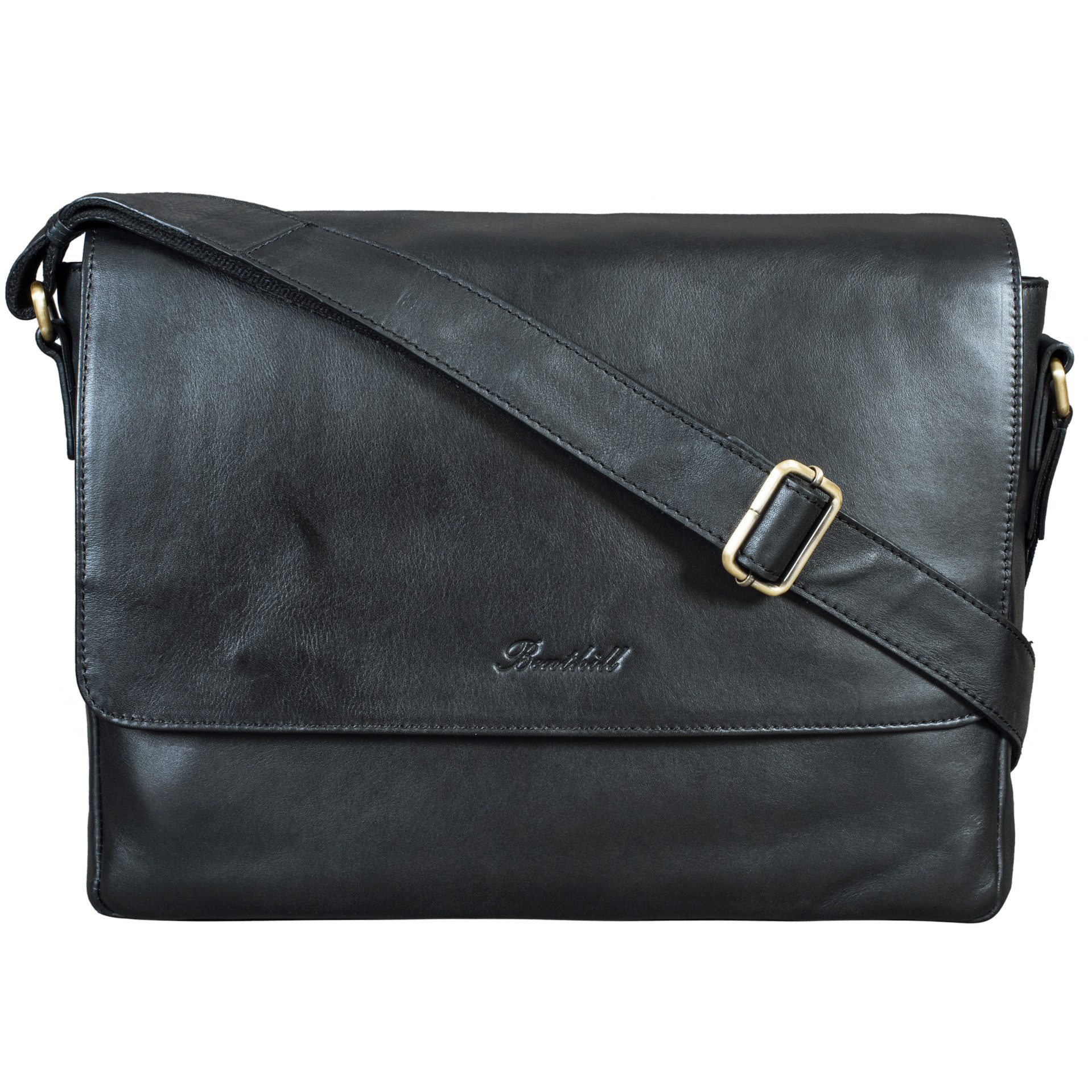 Benthill Messenger Bag Herren Umhängetasche Echt Leder Messenger Laptop Schultertasche Damen, Reißverschlussfach