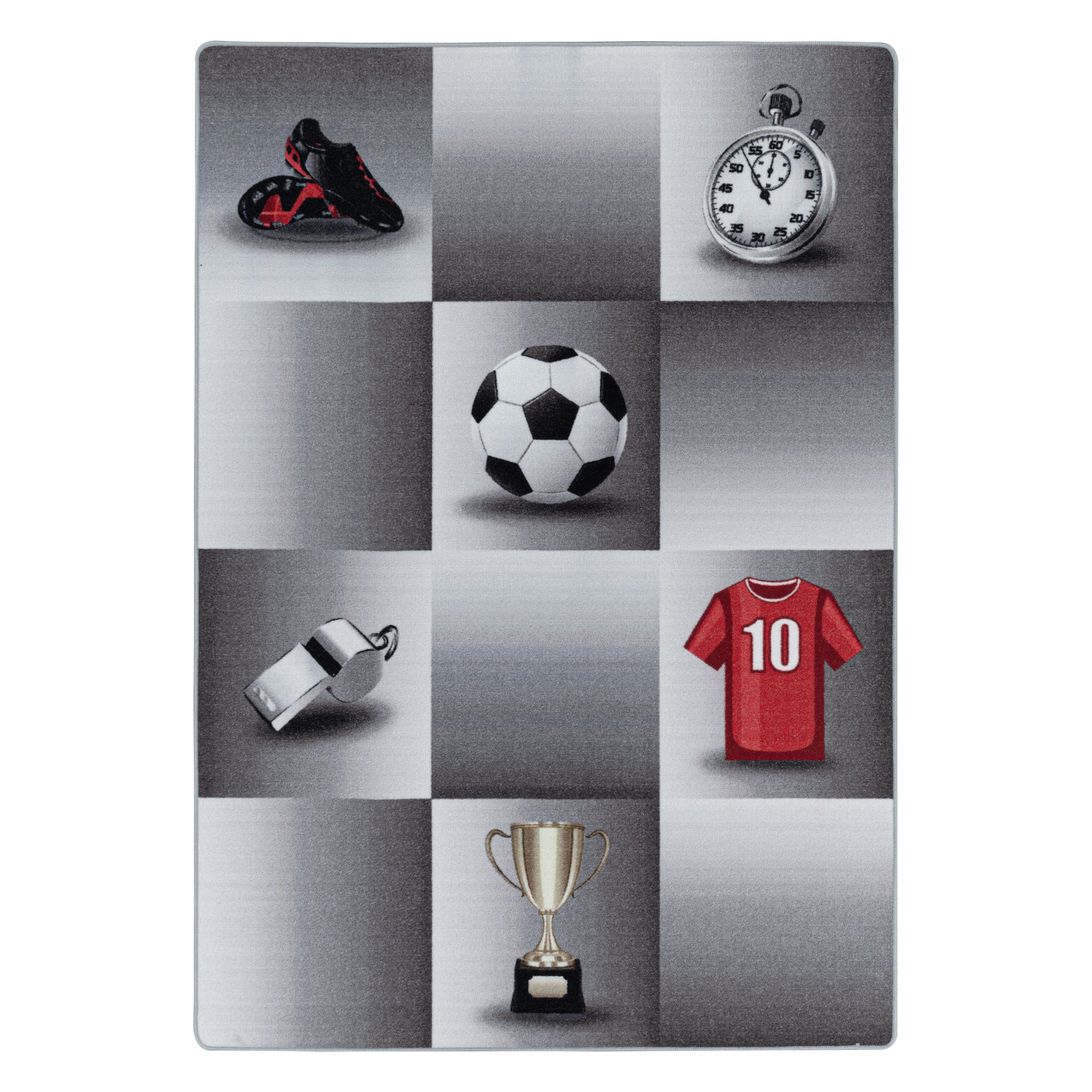 KADIMA DESIGN Kinderteppich TRAUN Spielteppich Kinderzimmer Waschbar Webteppich Rutschfest, Rechteckig, Höhe: 8 mm, 80x120 cm, Strapazierfähig Fußbodenheizung Fußball Polyamid Waschbar