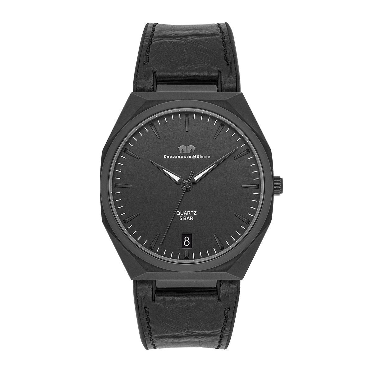Rhodenwald & Söhne Automatikuhr Cooledge schwarz, mit EchtlederArmband