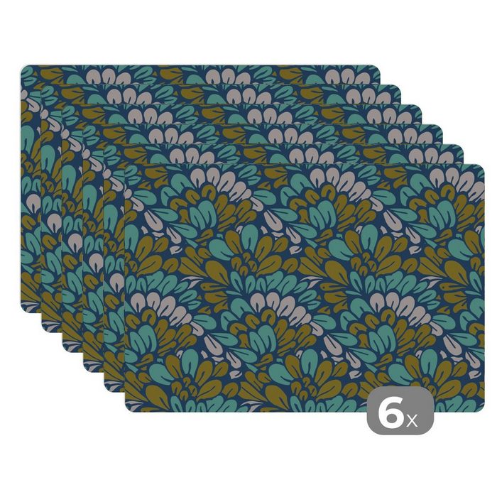 Platzset Muster - Dschungel - Pflanze MuchoWow (6-St) Platzset Platzdecken Platzmatte Tischmatten Schmutzabweisend