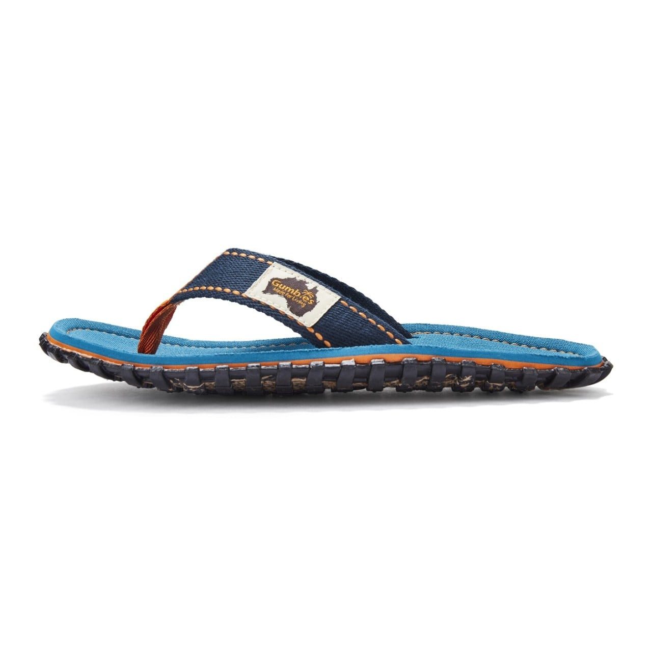 Gumbies Zehensandalen Original Flip Flops Tricolor Blue blau/orange Badeschuh