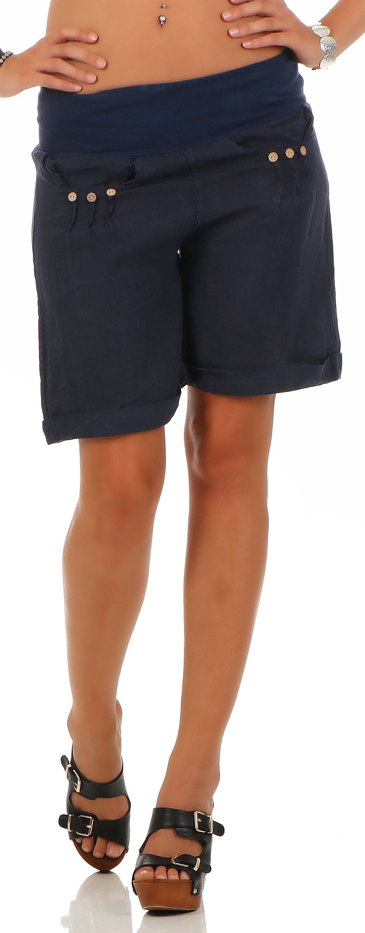 malito more than fashion Leinenhose malito Damen Bermuda aus Leinen, lässige kurze Hose, Shorts für den Bermuda aus Leinen