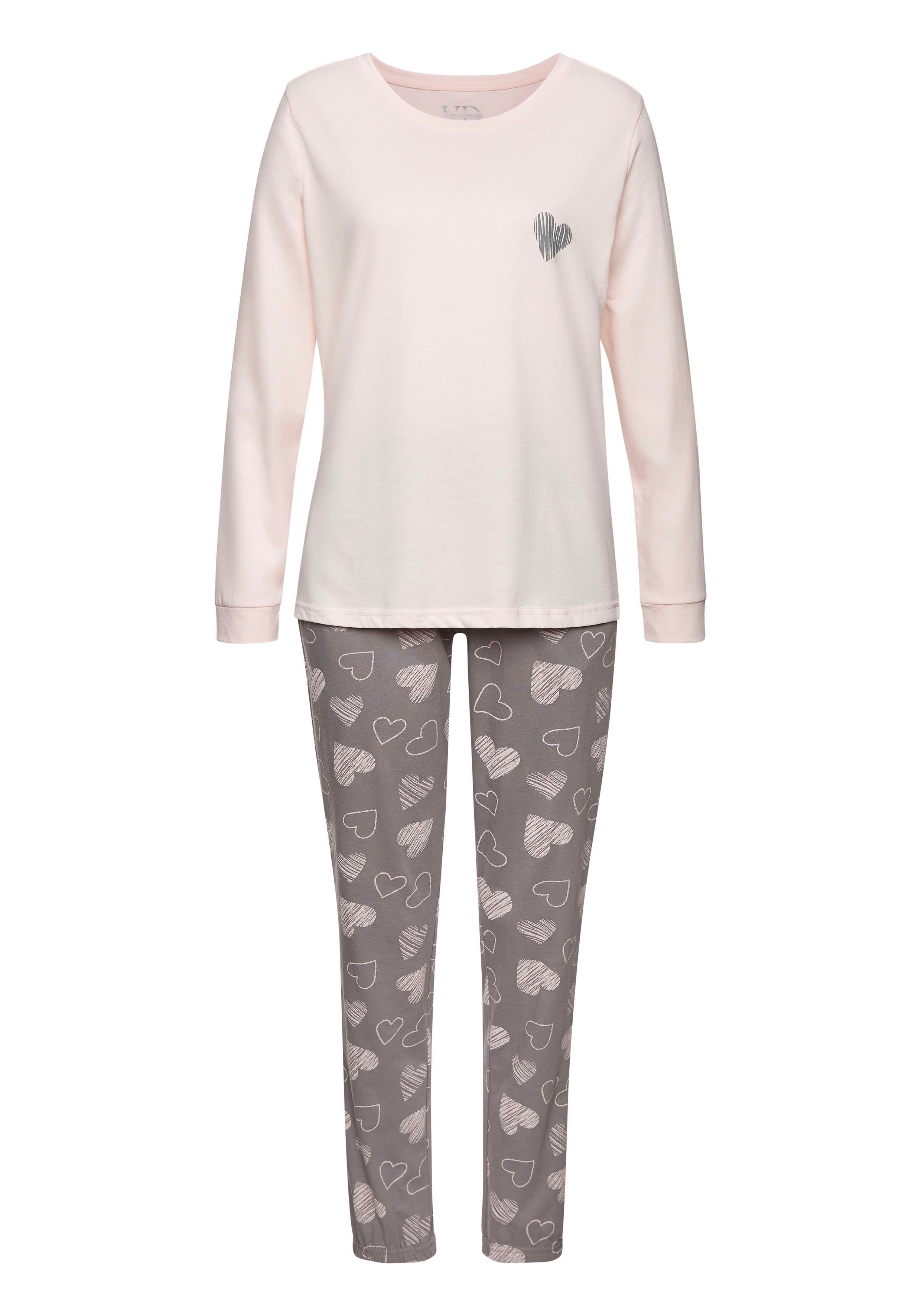 Vivance Dreams Pyjama (2 Stück) mit süßem Herzchen-Print. Reduzierter Preis € 44,99. Unverbindliche Preisempfehlung € 49,99