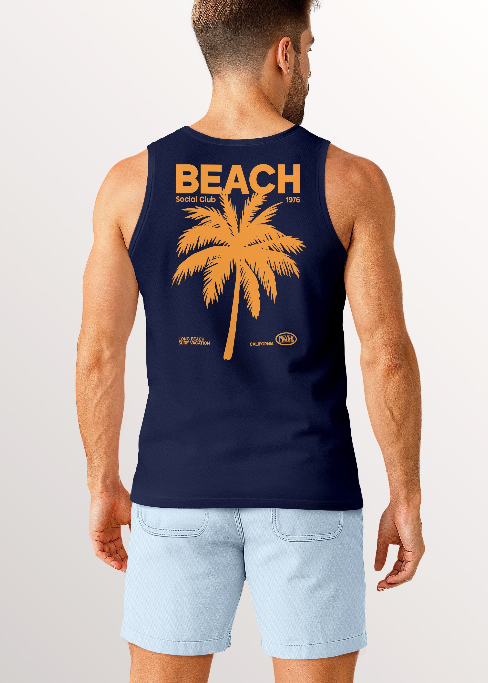Neverless Tanktop Herren Tank-Top Backprint Beach Social Club Retro Sommer Shirt mit mit Print
