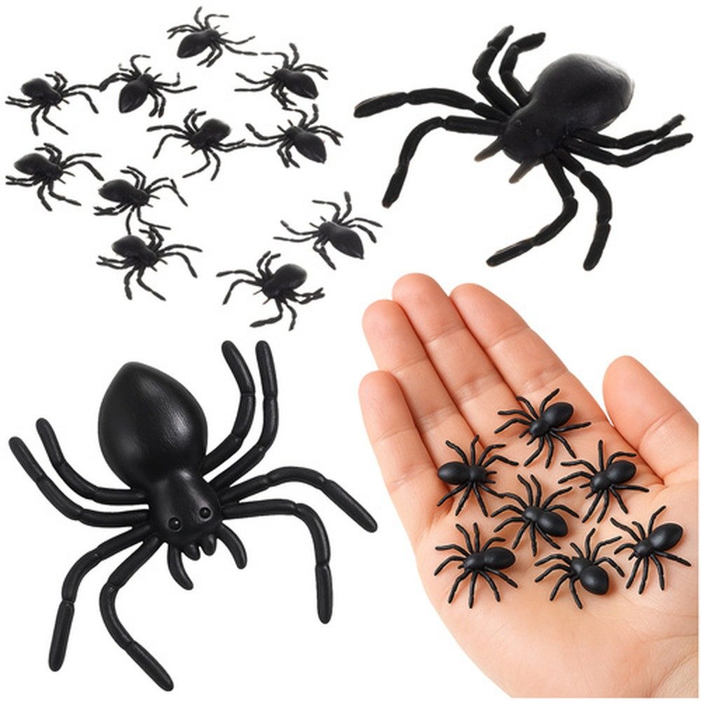 Ruhhy Dekofigur Dekospinnen Halloweendeko Spinnen (Spar-Set, 10 St., gruselig, erschreckend), täuschend echt und sorgen für gruselige Halloween-Stimmung