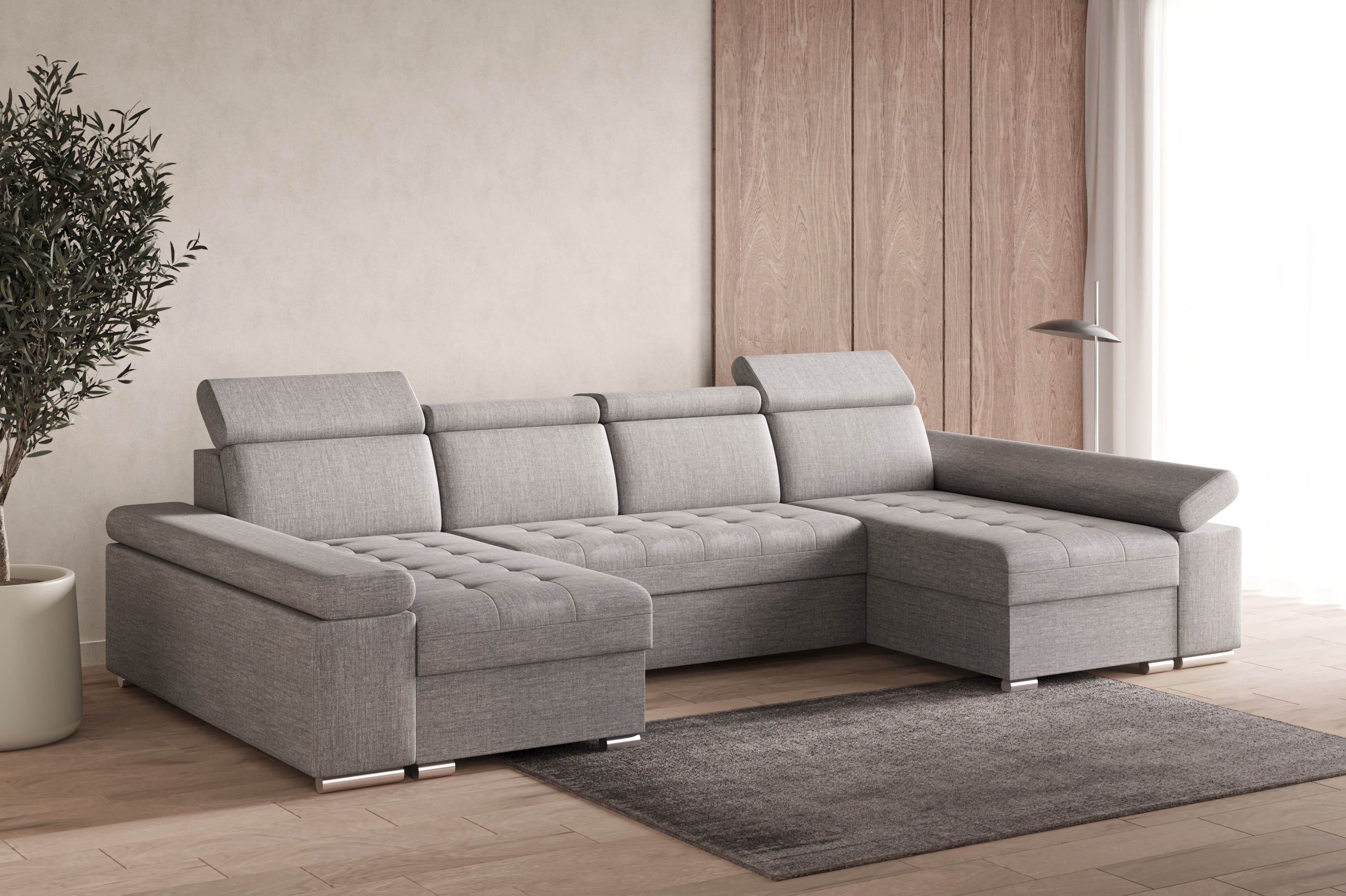 MOEBLO Wohnlandschaft LUKA U, Couch für Wohnzimmer Schlafsofa Sofa verstell günstig online kaufen