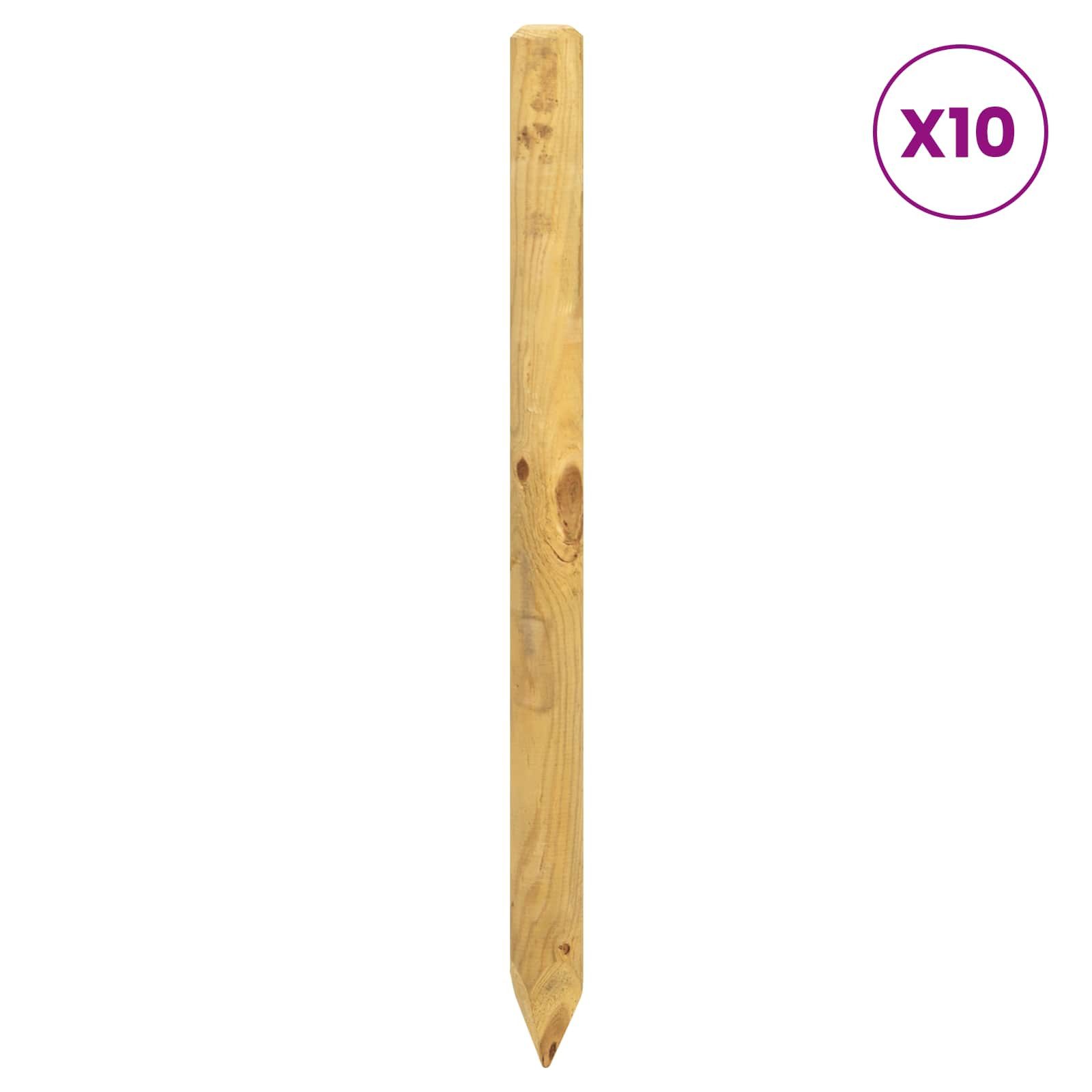 vidaXL Zaunpfosten Zaunpfosten 10 stk. Braun 120 cm Massives Kiefernholz, (10-St)