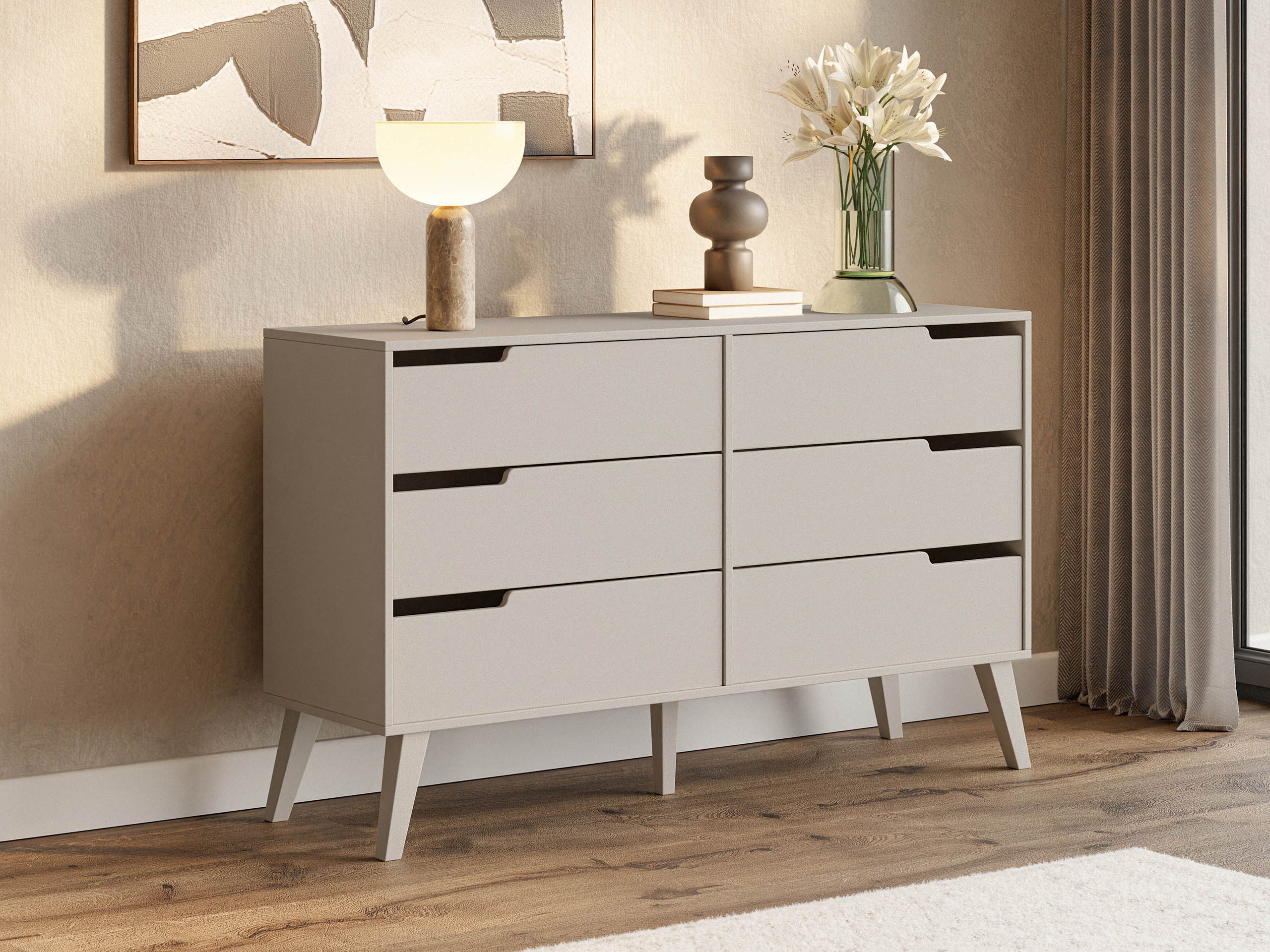 MIRJAN24 Kommode Nordelo 6S (mit sechs Schubleden), 137x40x80 cm