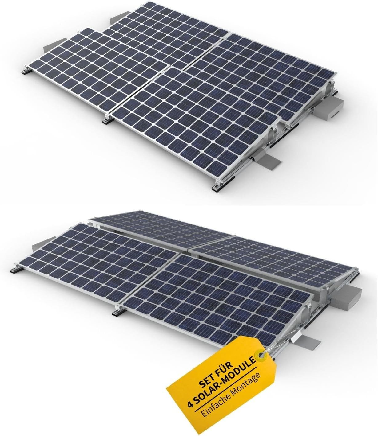 avoltik Montageset für 4 Solar Module Solarmodulhalterung witterungsbeständig Solarmodul-Halterung, (Montageset für 4 Solarmodule, Für 4 Solarmodule, Für 4 Solarmodule)