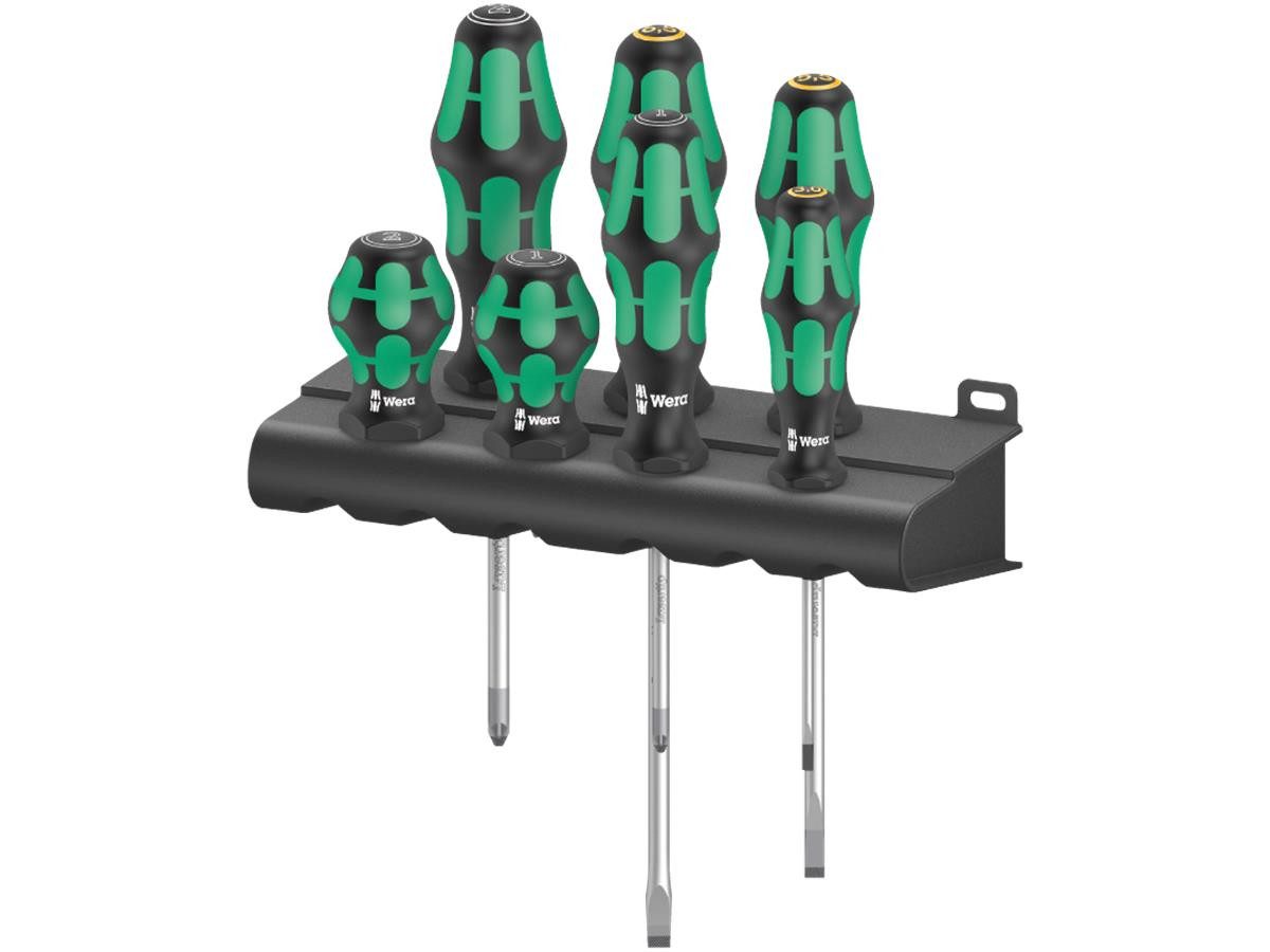 Wera Schraubendreher 300/7 Mix 2, 355 PZ Stubb, (Set, 7 St), mit Farbkennzeichnung nach Profilen und Größenstempelung