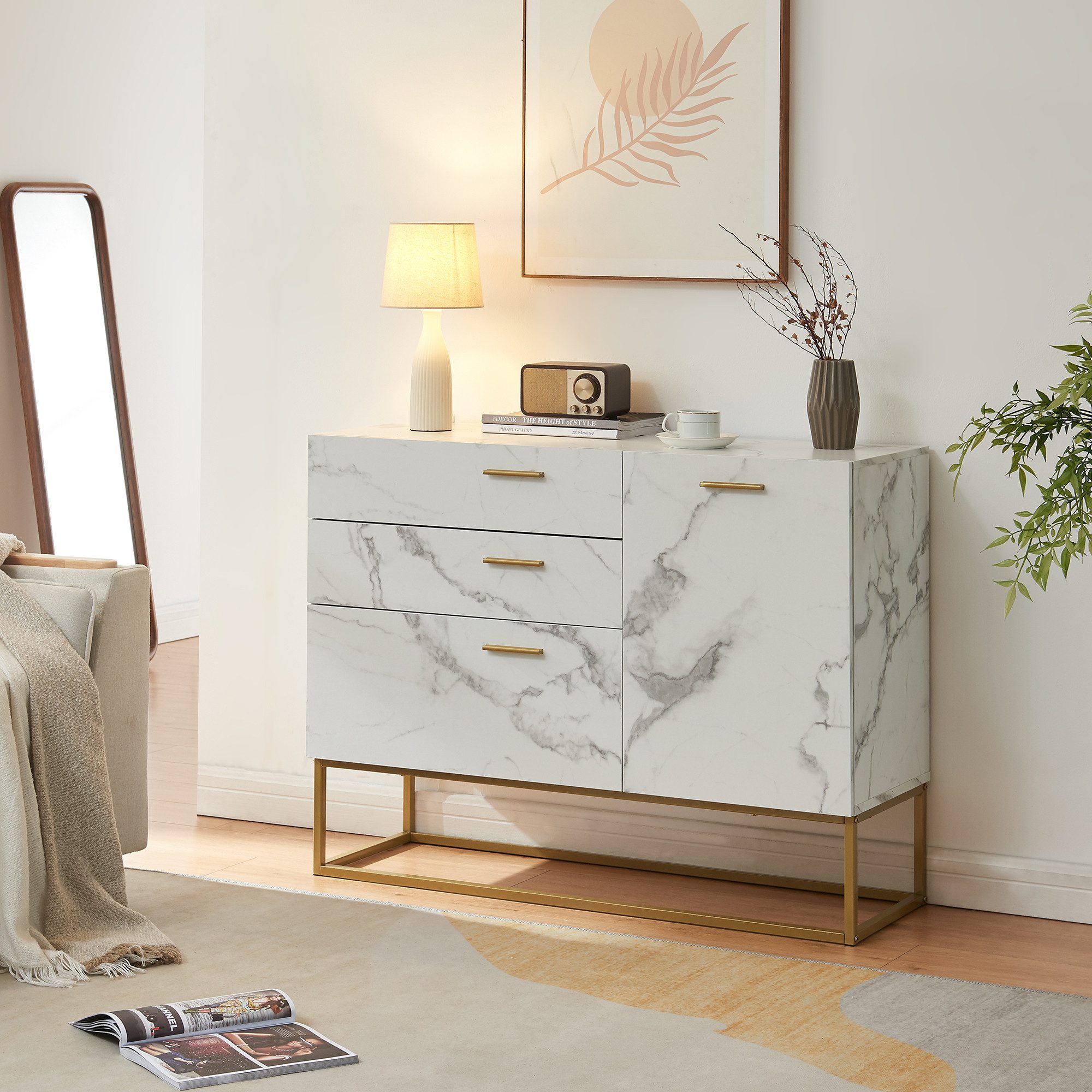 en.casa Sideboard, »Lavangen« mit 3 Schubladen günstig online kaufen