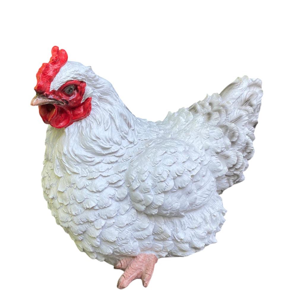 Aspinaworld Gartenfigur Huhn Figur weiß sitzend 19 cm – für Pflanzschale