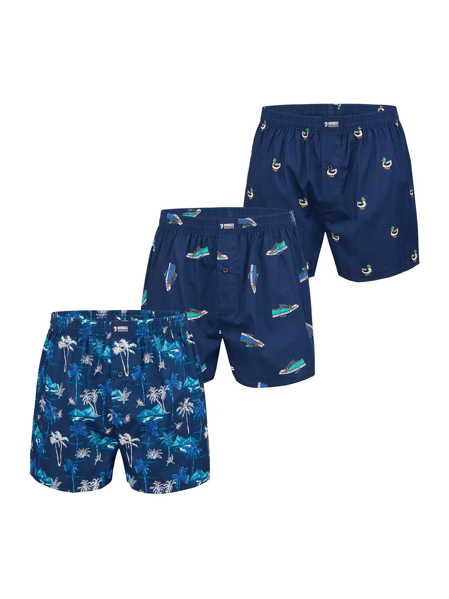 HAPPY SHORTS Boxer Print Sets (3-St) American Boxer Baumwolle bequem günstig online kaufen