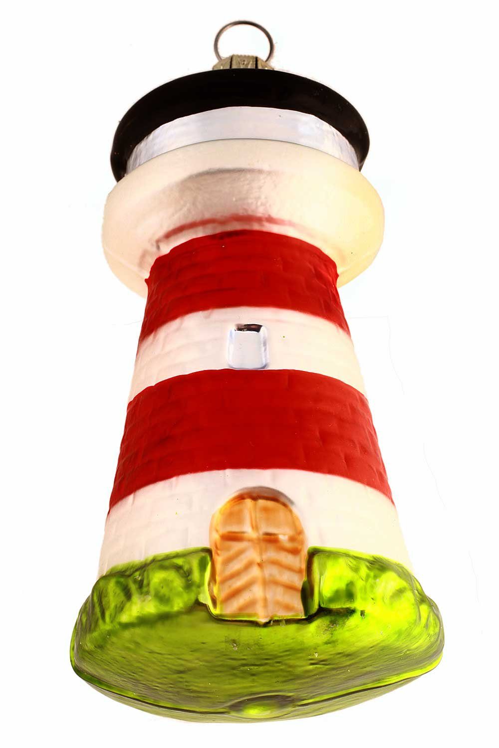 Weihnachtskontor Christbaumschmuck - Dekohänger - handdekoriert Leuchtturm, Hamburger mundgeblasen