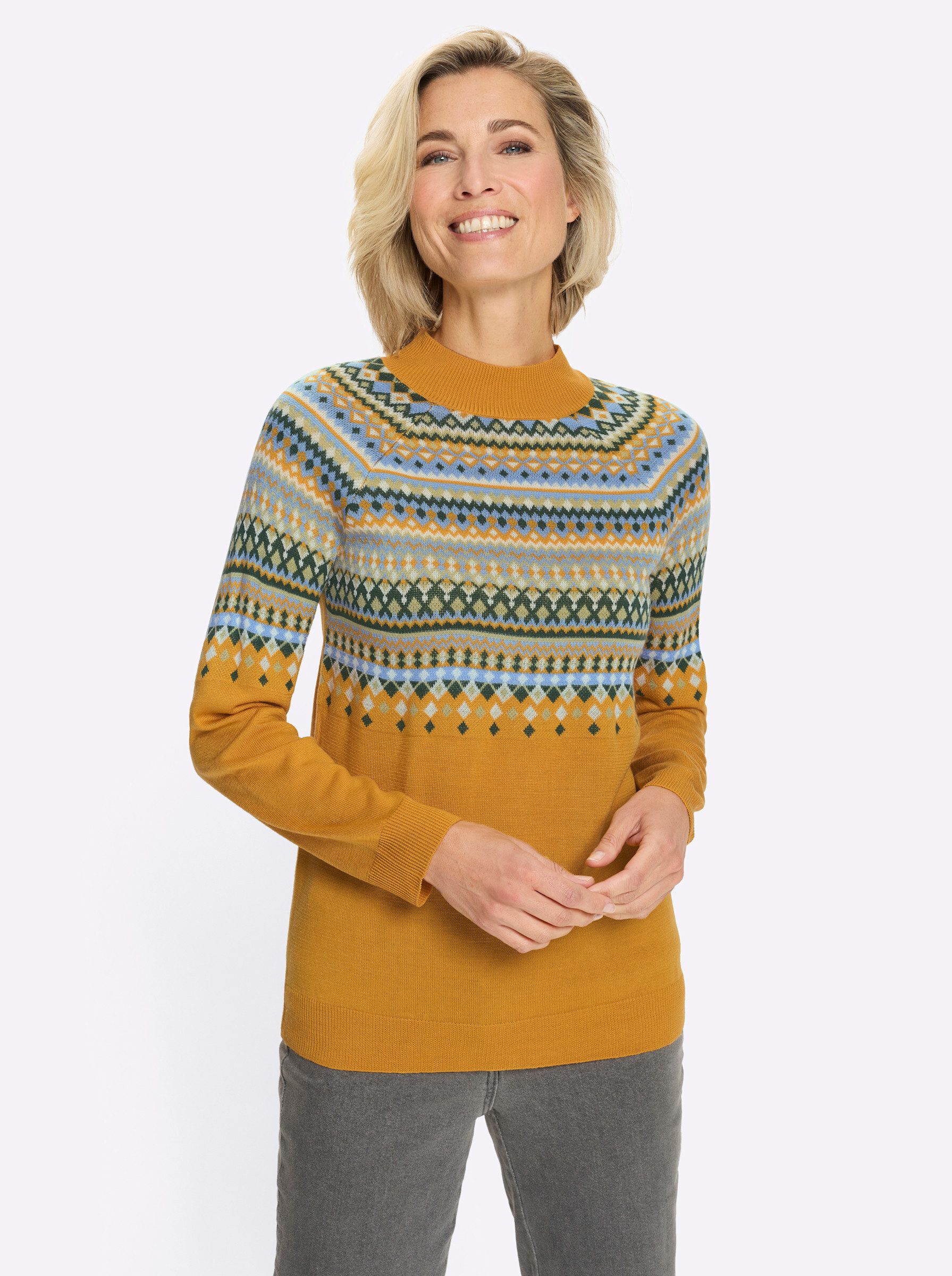 Sieh an! Strickpullover Norwegerpullover Langarm Jacquard, Jersey