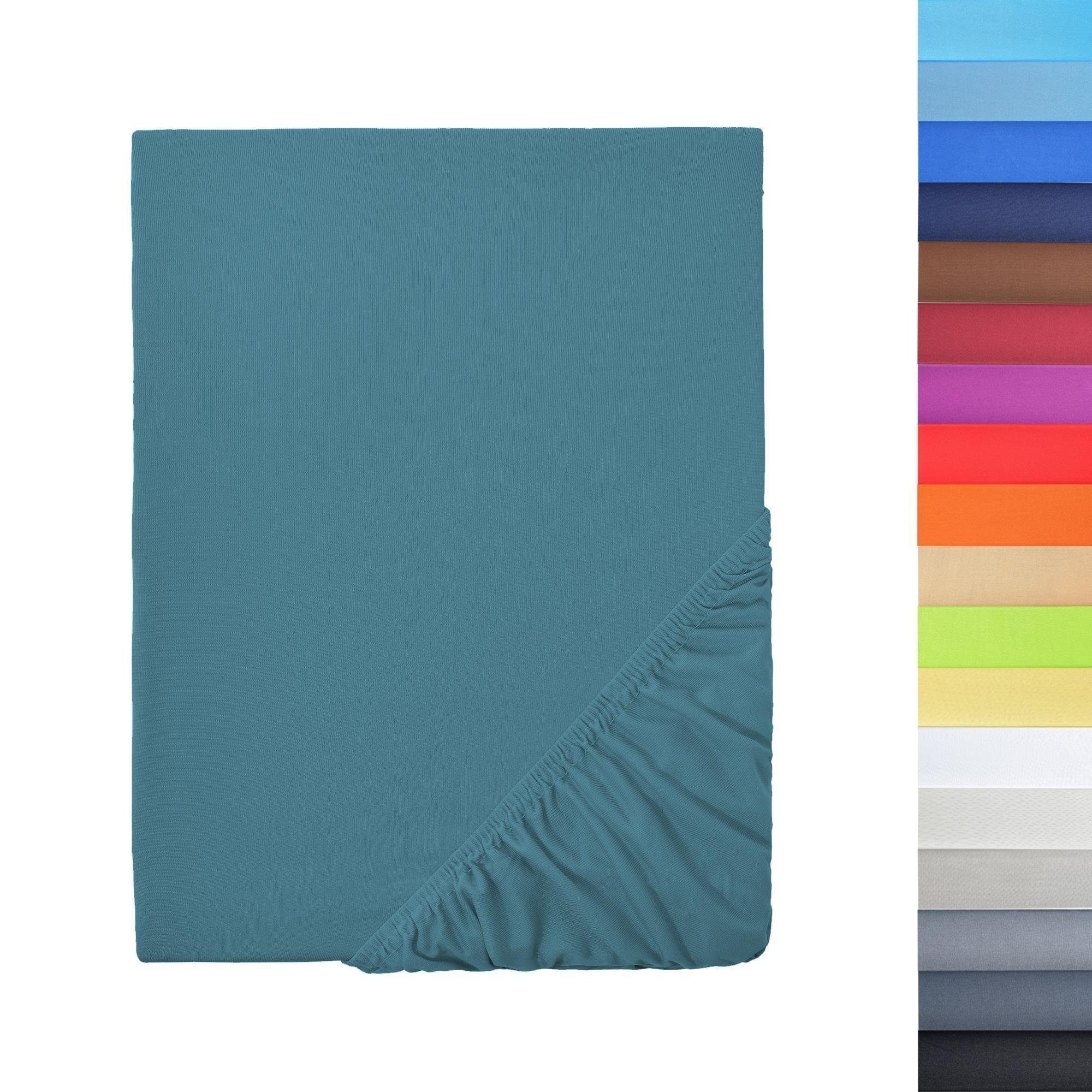 NatureMark Spannbettlaken Boxspringbett Mikrofaser Spannbetttuch 200x220cm, Polyester, Gummizug: rundum, Petrol
