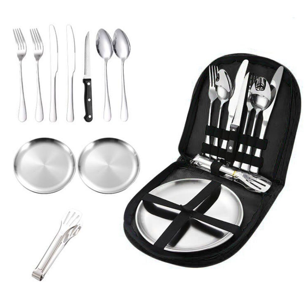 Atäsi Geschirr-Set 10-teiliges Küchen Utensilien Set für Camping,Camping Geschirr