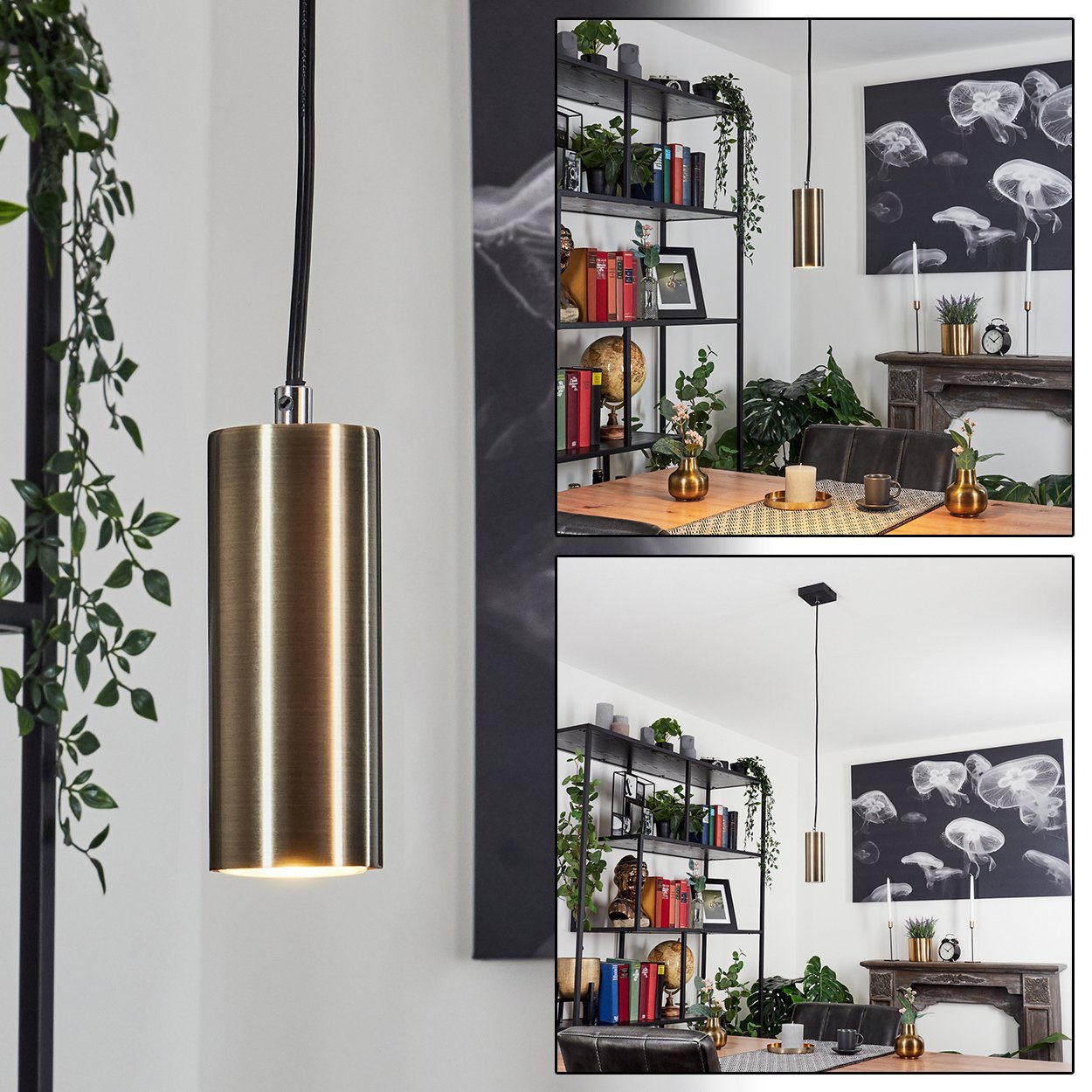 Leuchtmittel, Schwarz/Altmessingfarben, Metall »Gambellara« hofstein Leuchte max. Hängeleuchte modernen Deckenlampe 118cm, aus in Design mit im ohne 1xGU10 Höhe