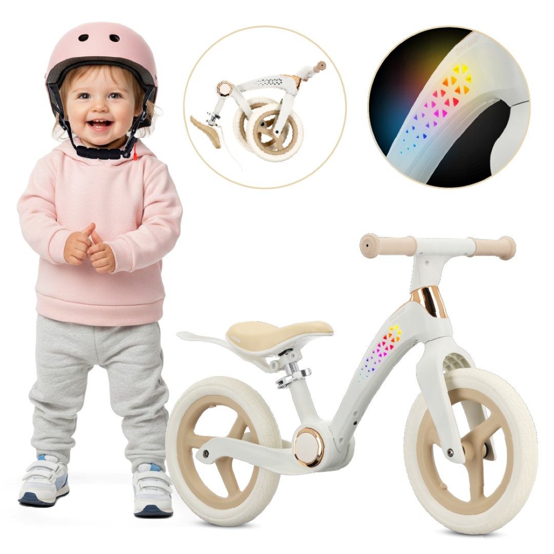 Sun Baby Laufrad SUN BABY Aurum PP Laufrad 12 Zoll LED PU-Schaumräder - Creme-Beige