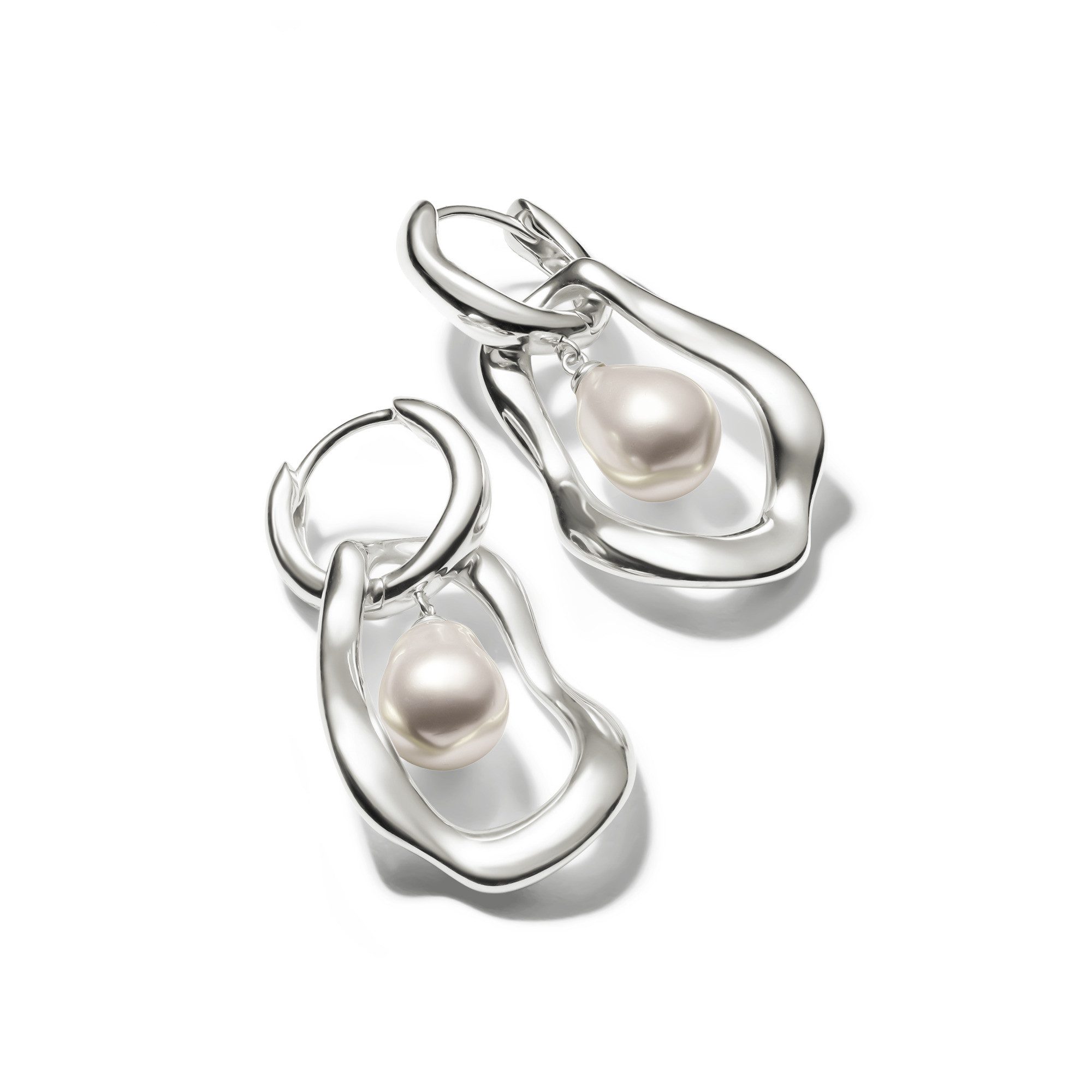 THOMAS SABO Paar Creolen Natural Beauty Statement-Creolen mit Anhänger, Bold Elegance, mit Süßwasserzuchtperle