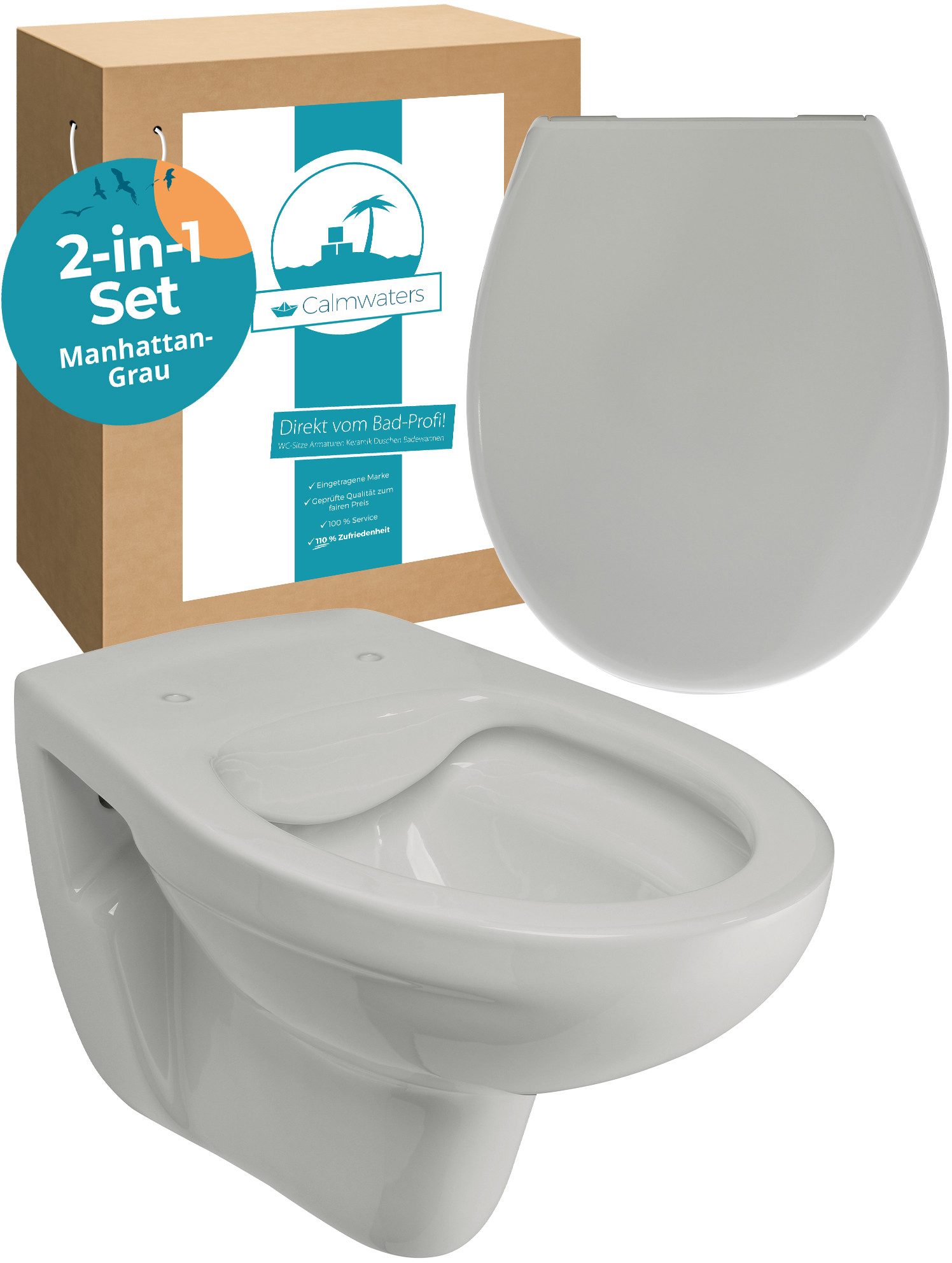 Calmwaters Tiefspül-WC Wand-WC spülrandlos, wandhängend, Abgang Waagerecht, günstig online kaufen