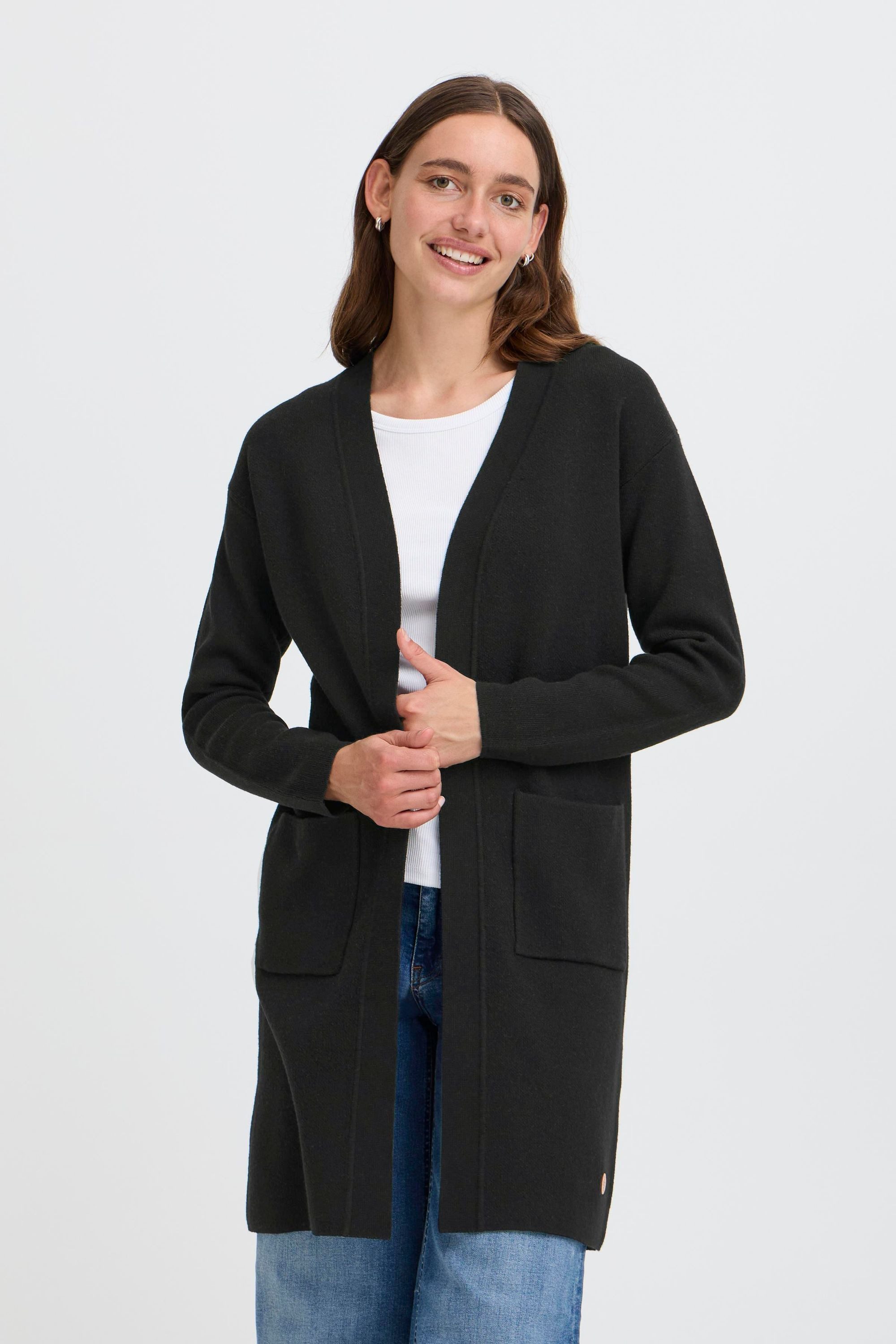 OXMO Strickjacke OXFINA Langer Feinstrick-Cardigan mit Taschen günstig online kaufen