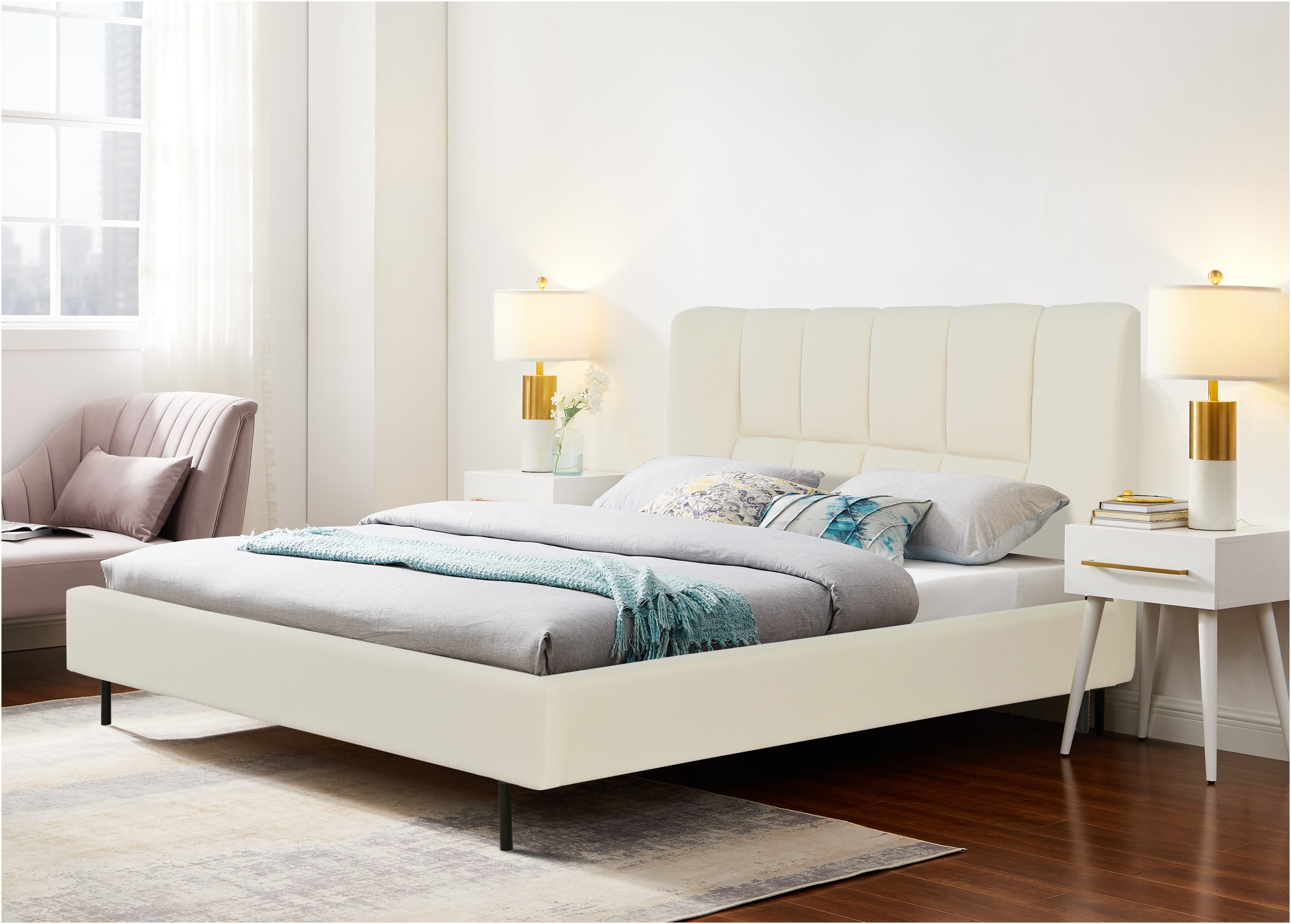 Leonique Polsterbett Silene inkl. Lattenrost, erhältlich in 140 & 180cm Breite, in den Farben beige und dunkelgrau