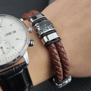 UNIQAL.de Lederarmband Lederarmband Herren "THE GAMBLER" Geflochten (Edelstahl, Echtleder, Casual Style, Handgefertigt)