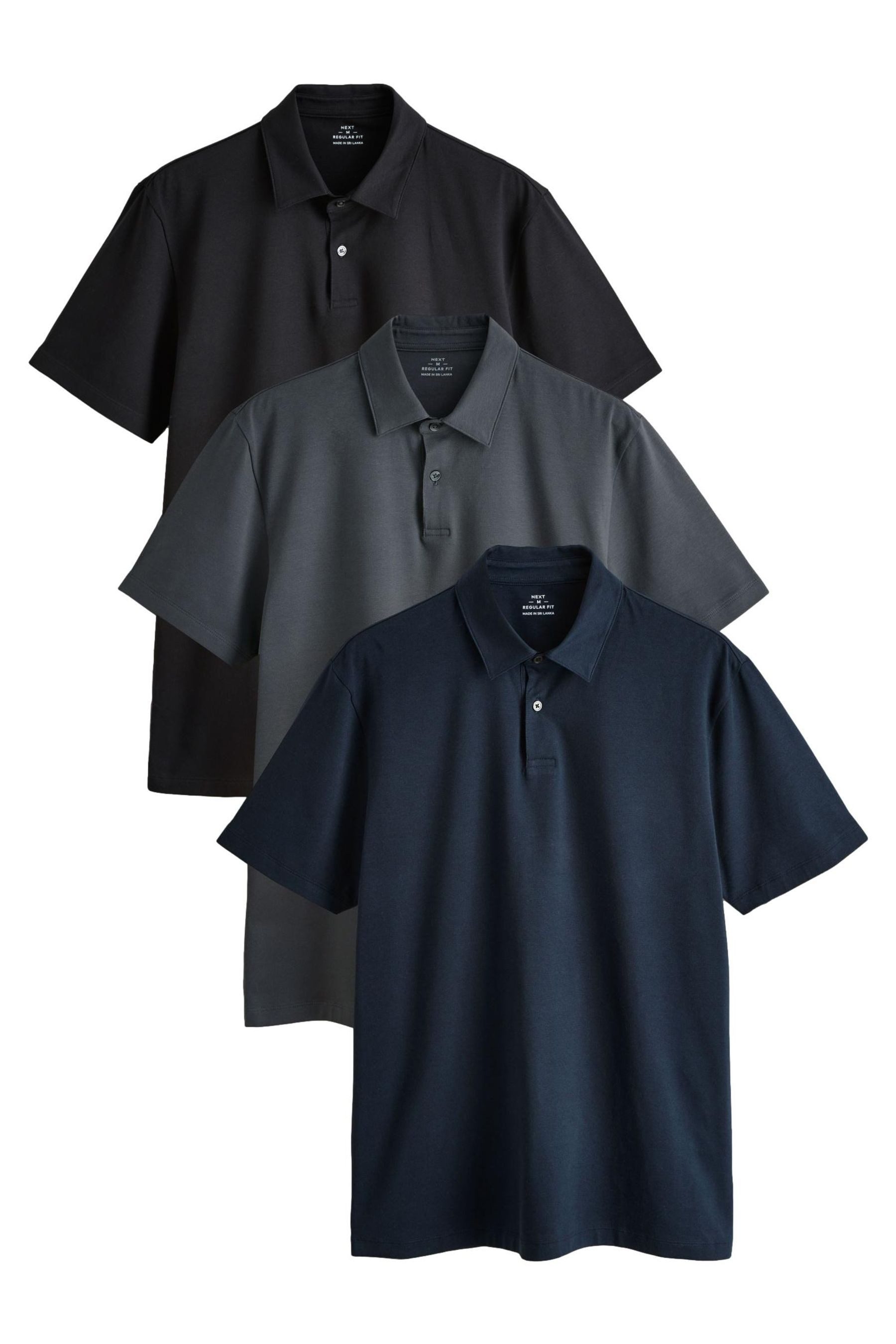 Next Poloshirt 3er-Pack Kurzarm-Poloshirts aus Jersey (3-tlg)