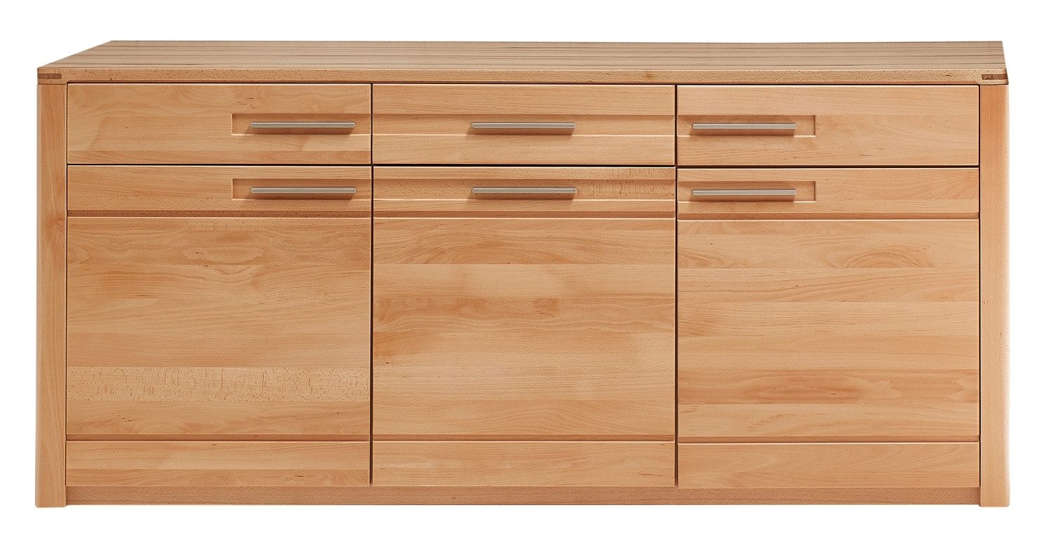 Sideboard NATURE ONE, Kernbuche teilmassiv, 3 Holztüren