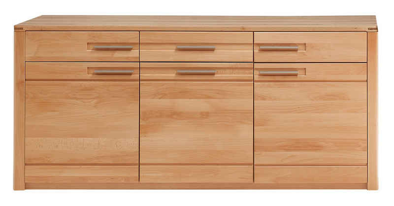 Innostyle Sideboard NATURE ONE, Kernbuche teilmassiv, 3 Holztüren, 3 Schubladen, Soft-Close, B 190 x H 86 x T 45 cm