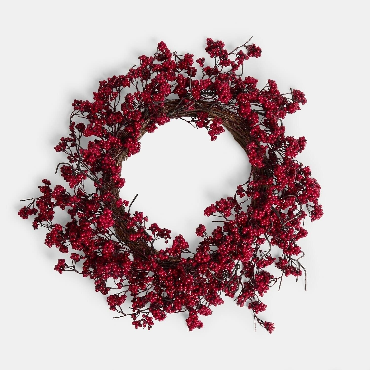 Mirabeau Dekokranz Kranz Terovina rot, Beere, Winter, Gestell aus echten Kiefernzweigen