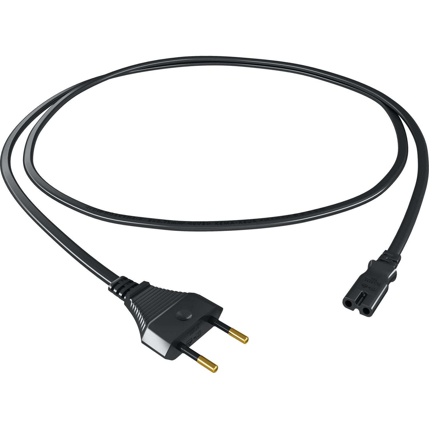 OEHLBACH Powercord C7 Premium Netzkabel Netzkabel, Kleingerätestecker CEE7/16, C7 Buchse (150 cm), VDE geprüft, Hoher Leiterquerschnitt