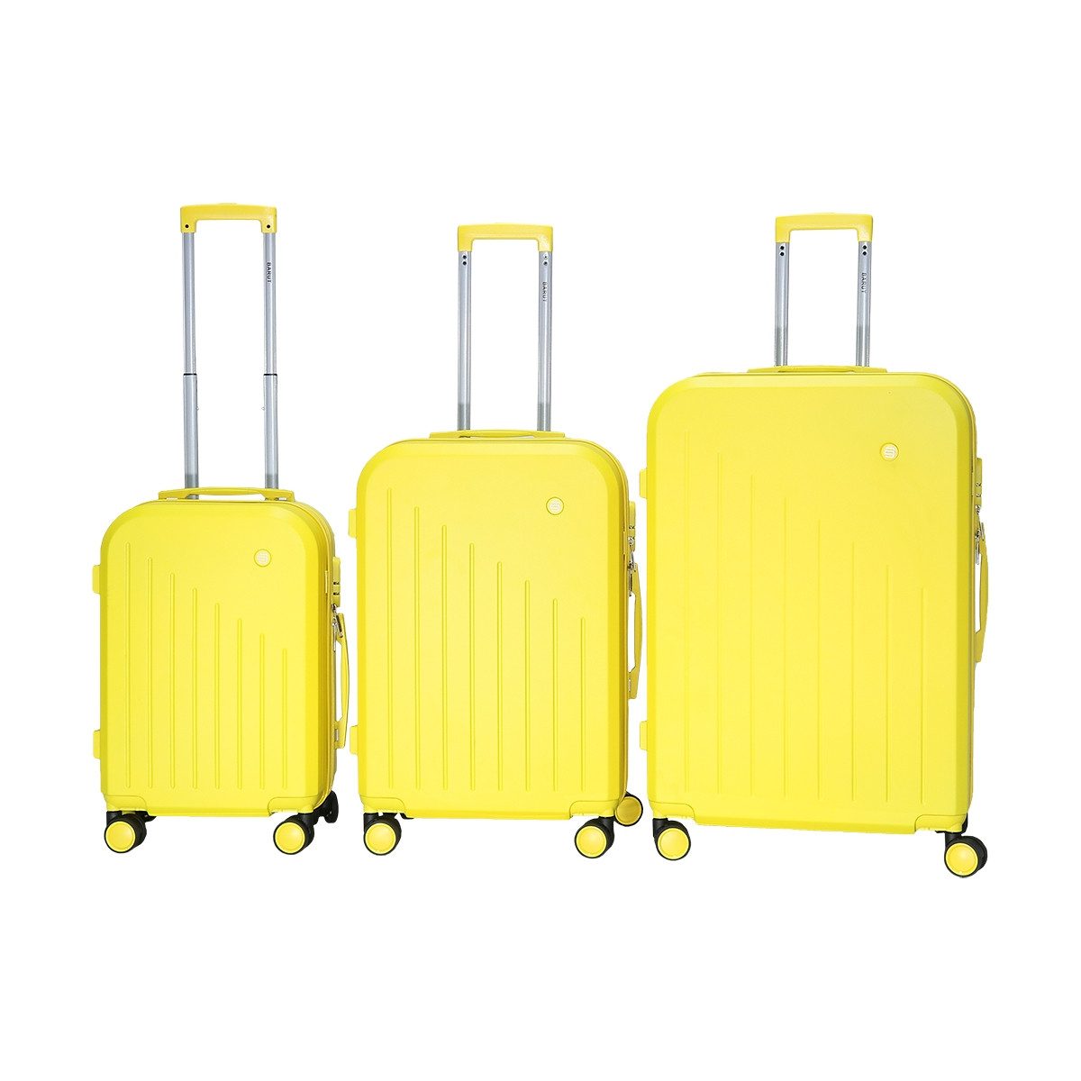 Barut Trolleyset Reisekofferset 3-teilig Modell Ares Gelb, 4 Rollen, (Set, 3 tlg., Hartschalen Trolley Set MS-19047)