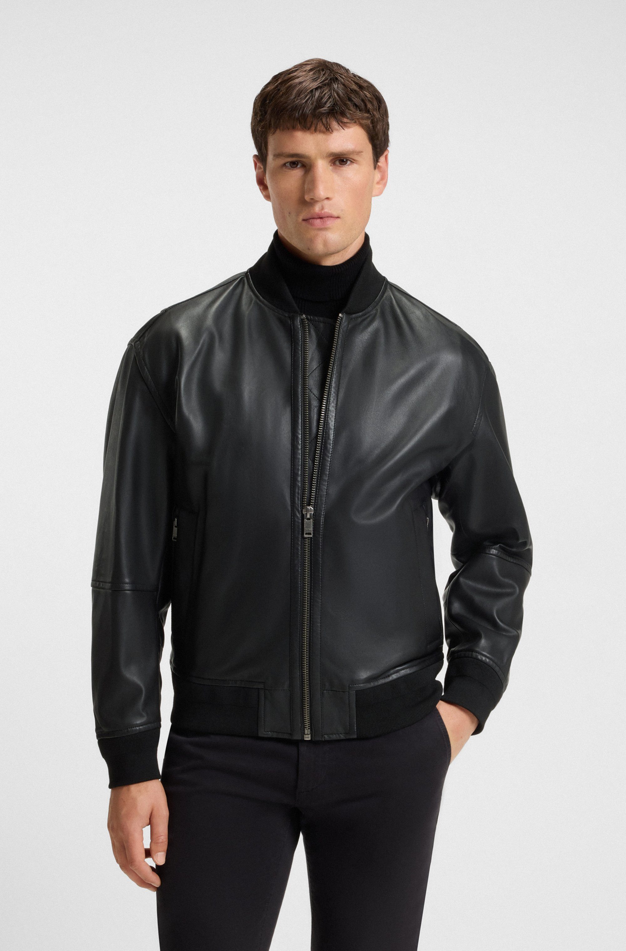BOSS ORANGE Lederjacke Jobrice regular fit, günstig online kaufen