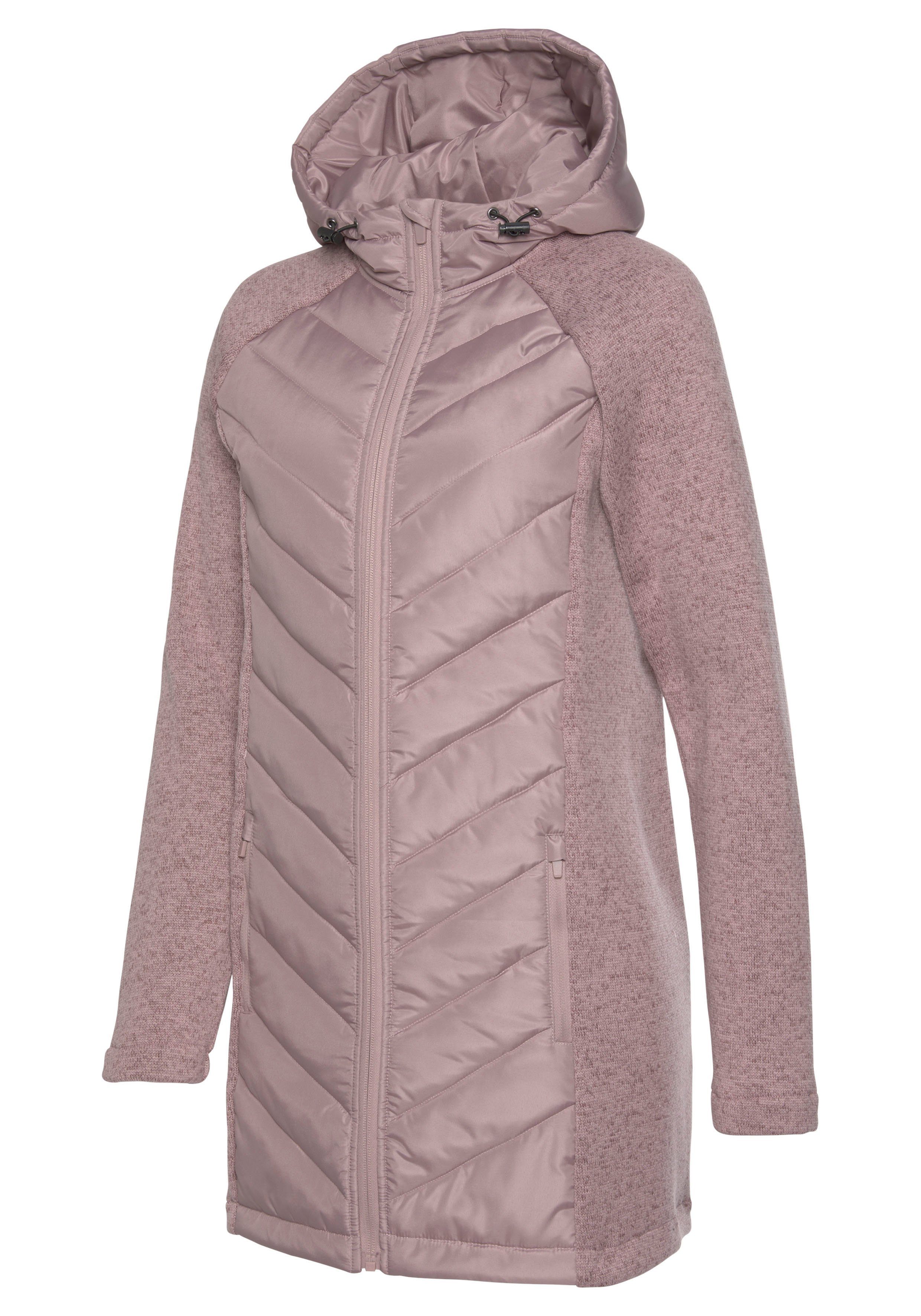 Vivance Steppjacke Strickfleece-Ärmeln altrosa mit