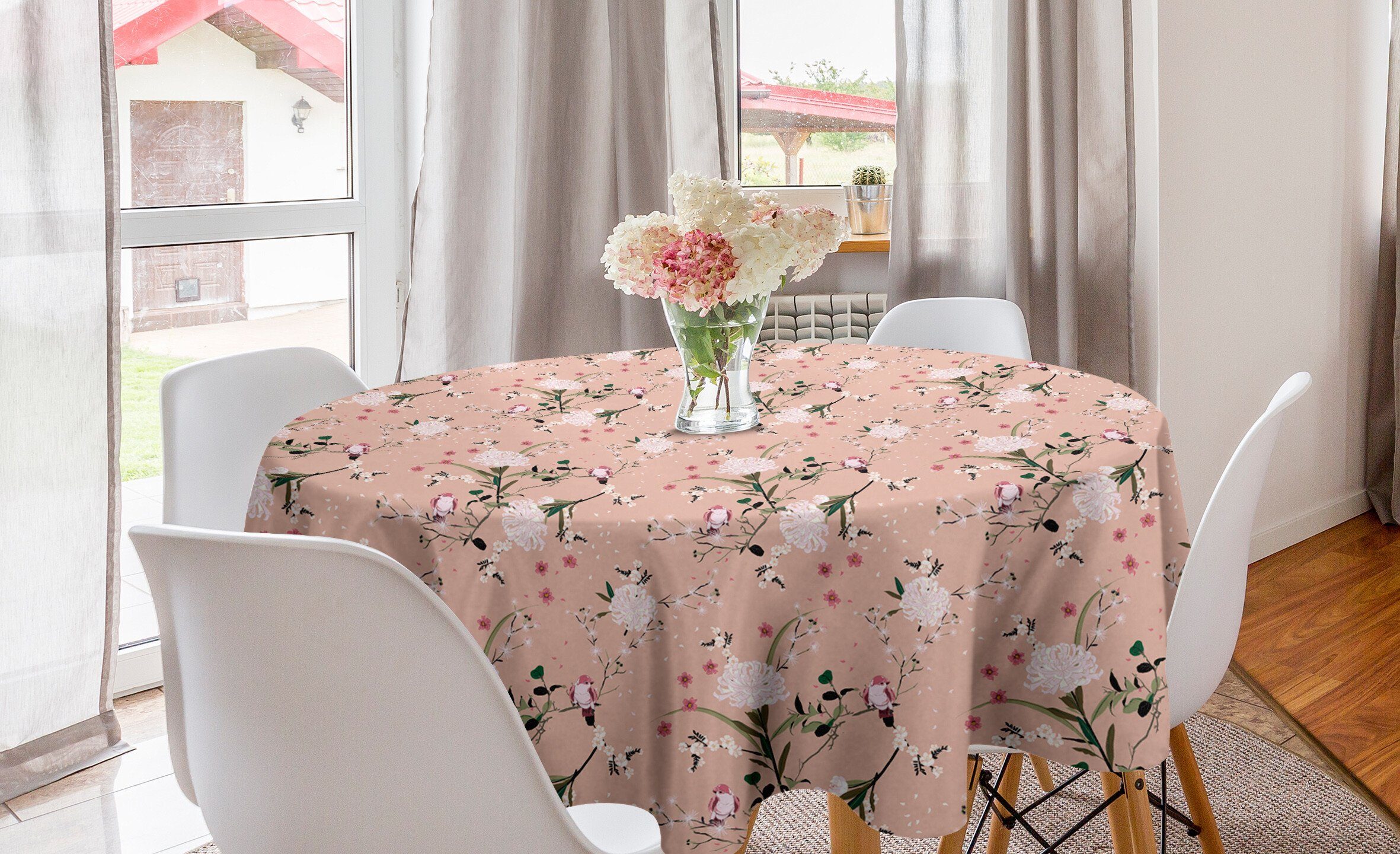 Abdeckung Abakuhaus Blooming Kreis Esszimmer Küche Dekoration, Oriental Garden Jahrgang Tischdecke für Tischdecke