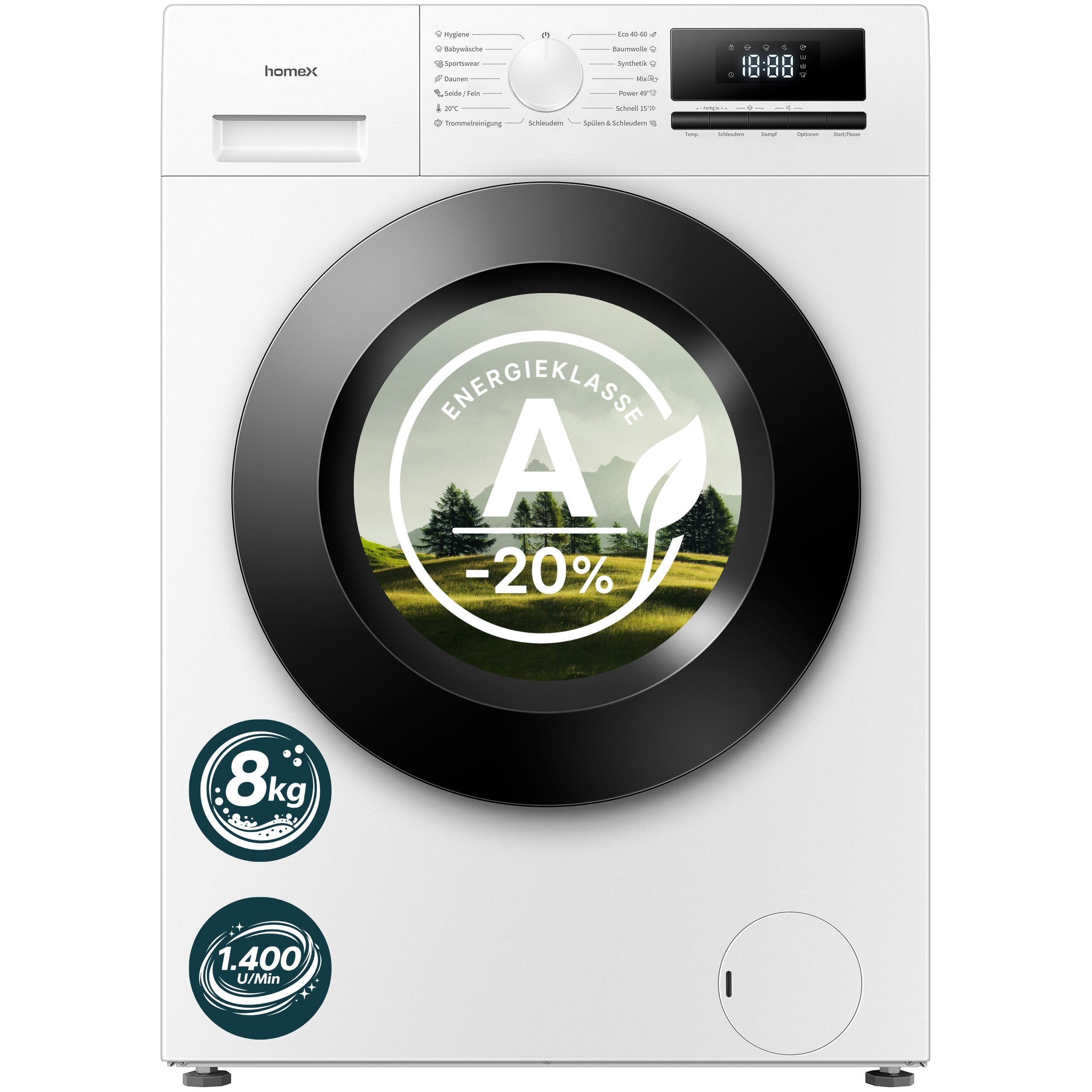 homeX Waschmaschine WF814H1A-W