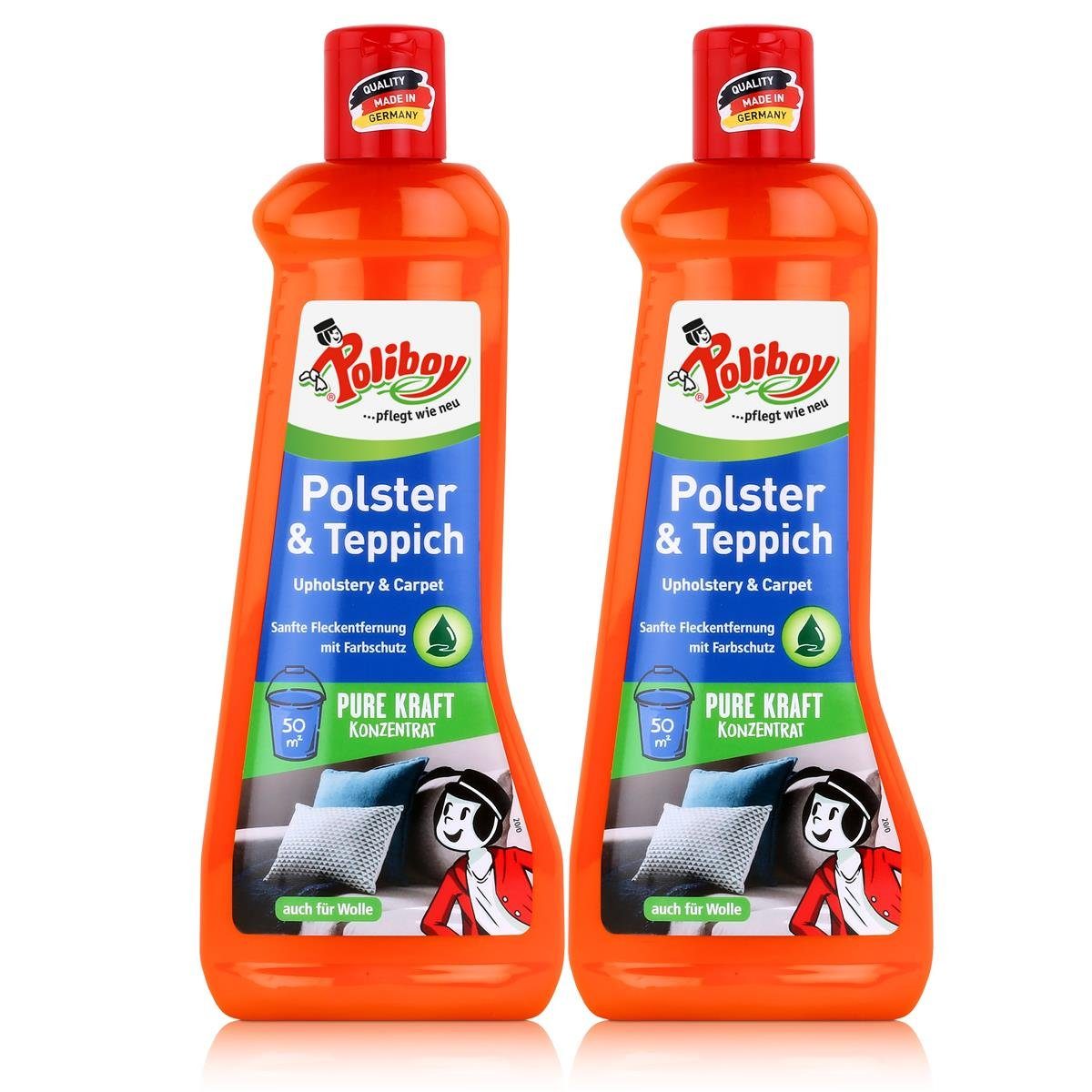Poliboy Polster & Teppich Reiniger 500ml - Reinigt & pflegt (2er Pack) Spezialwaschmittel