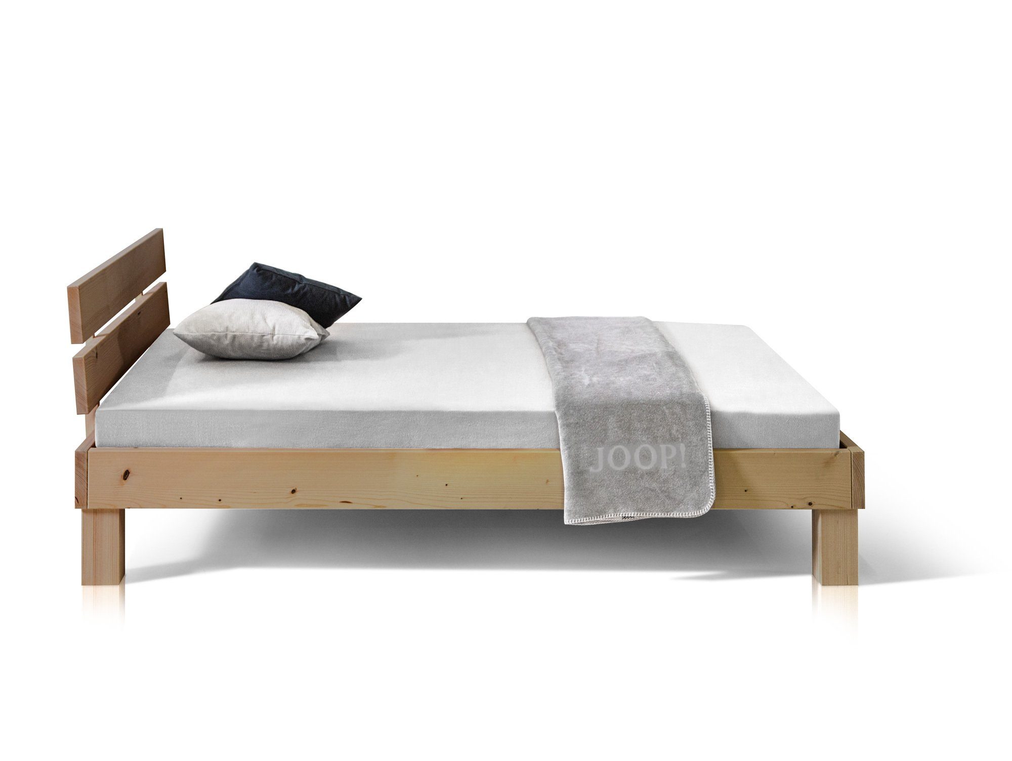 Moebel-Eins Massivholzbett, PUMBA Massivholzbett mit Kopfteil, Material Massivholz, Fichte