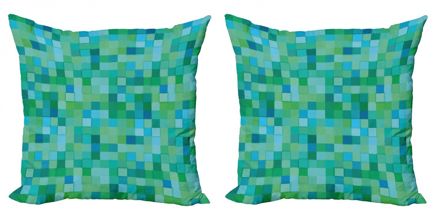 Leuchtende Kissenbezüge Teal Würfel-Muster (2 Modern Abakuhaus Doppelseitiger Farbe Digitaldruck, Accent Stück),