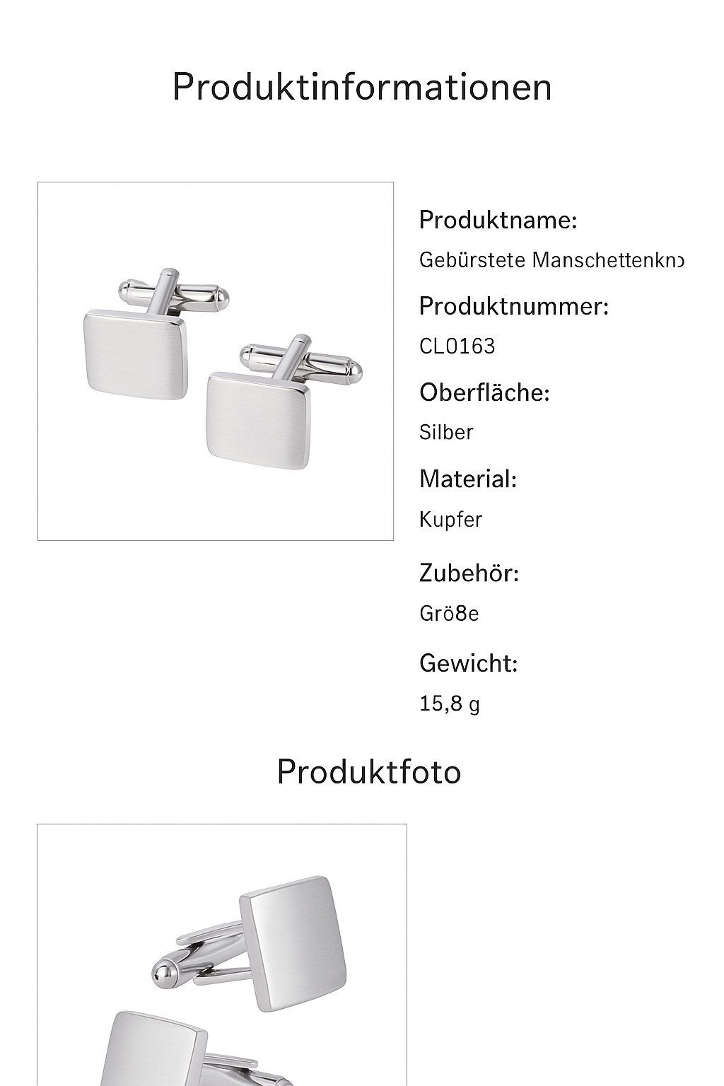 RAIKOU Manschettenknöpfe Quadratisches Design, Edelstahl in Silber/Gold, Glänzend poliert, Herren-Accessoire für Business & Hochzeit