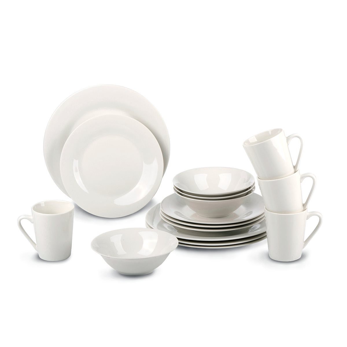 Alpina Frühstücks-Geschirrset alpina Geschirrset 16-teilig - 4 Personen - weiß, Tonware