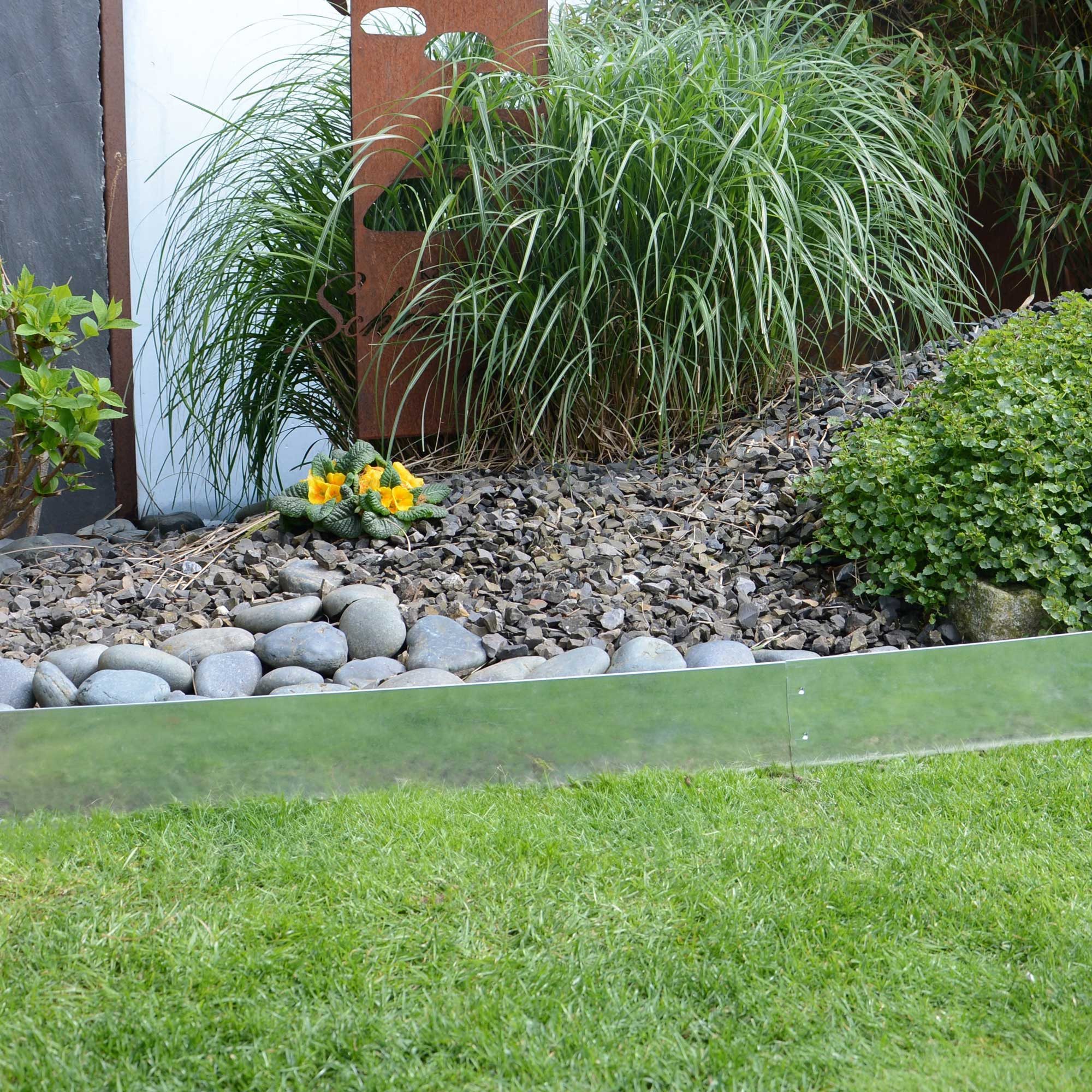 UNUS GARDEN Beetbegrenzung Beeteinfassung Metall, LxH: 500x14 cm, Silber 500x14cm (LxH), Mähkante Metall Verzinkt Wegbegrenzung 5m