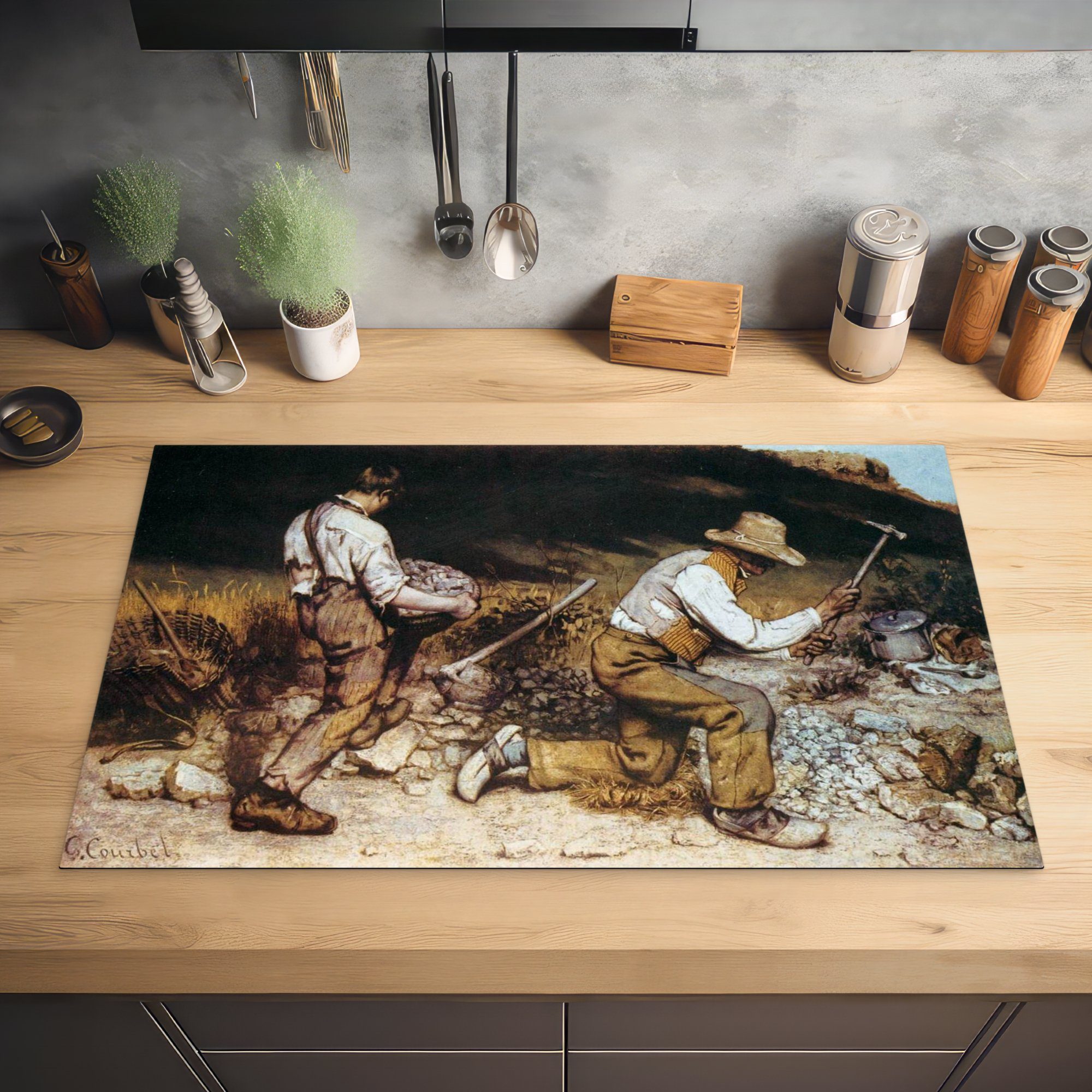 Gustave für steinernen Die Ceranfeldabdeckung, Courbet, Vinyl, (1 Herdblende-/Abdeckplatte Klopfer cm, Gemälde von küche tlg), 83x51 MuchoWow - Arbeitsplatte